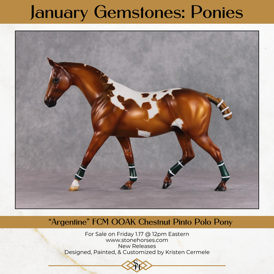 "Argentine" OOAK Custom Chestnut Manchado Pony Stone By Kristen Cermele -Gemstone Series