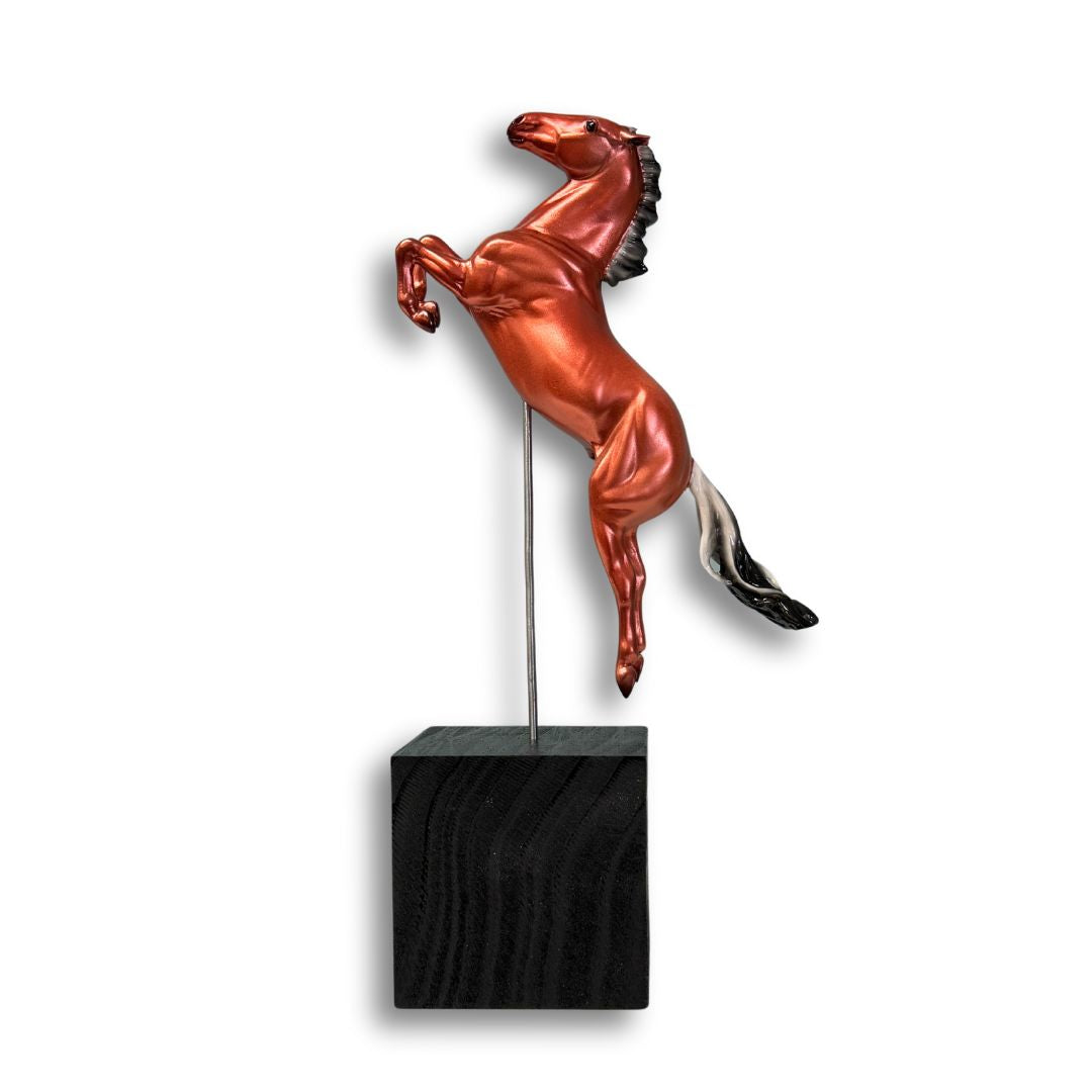 Effigy Horse #8 LE-5 Run Copper Bay Deco Jumping Rearing Pebble on a Posted Base By Ellen Robbins EQ24 Based on AotH Entry 3D Art From Beth Hyman