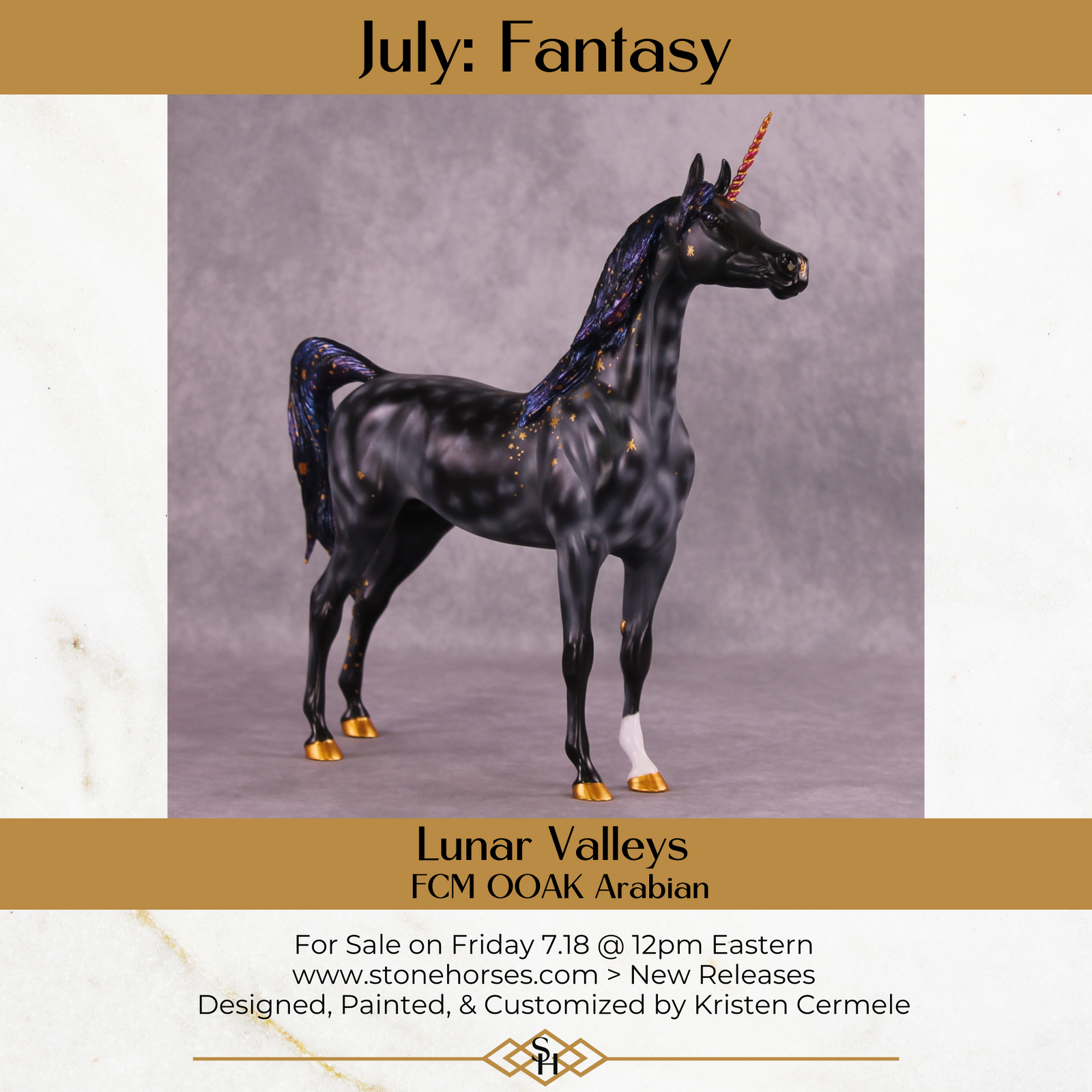 Lunar Valleys OOAK FCM Arabian By Kristen Cermele July GemStones Series