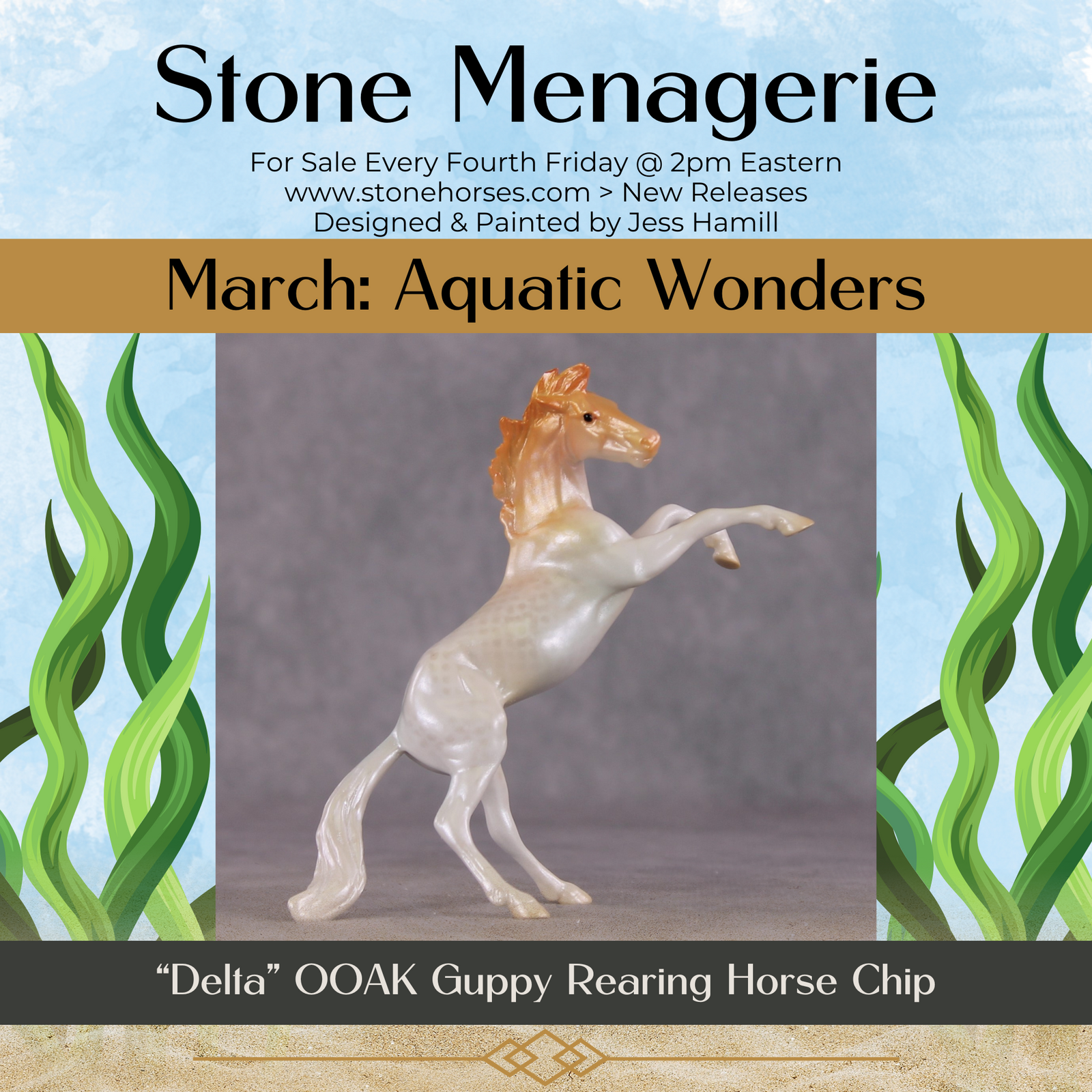 "Delta" OOAK Glossy Guppy Fish Inspired Rearing Chip by Jess Hamill