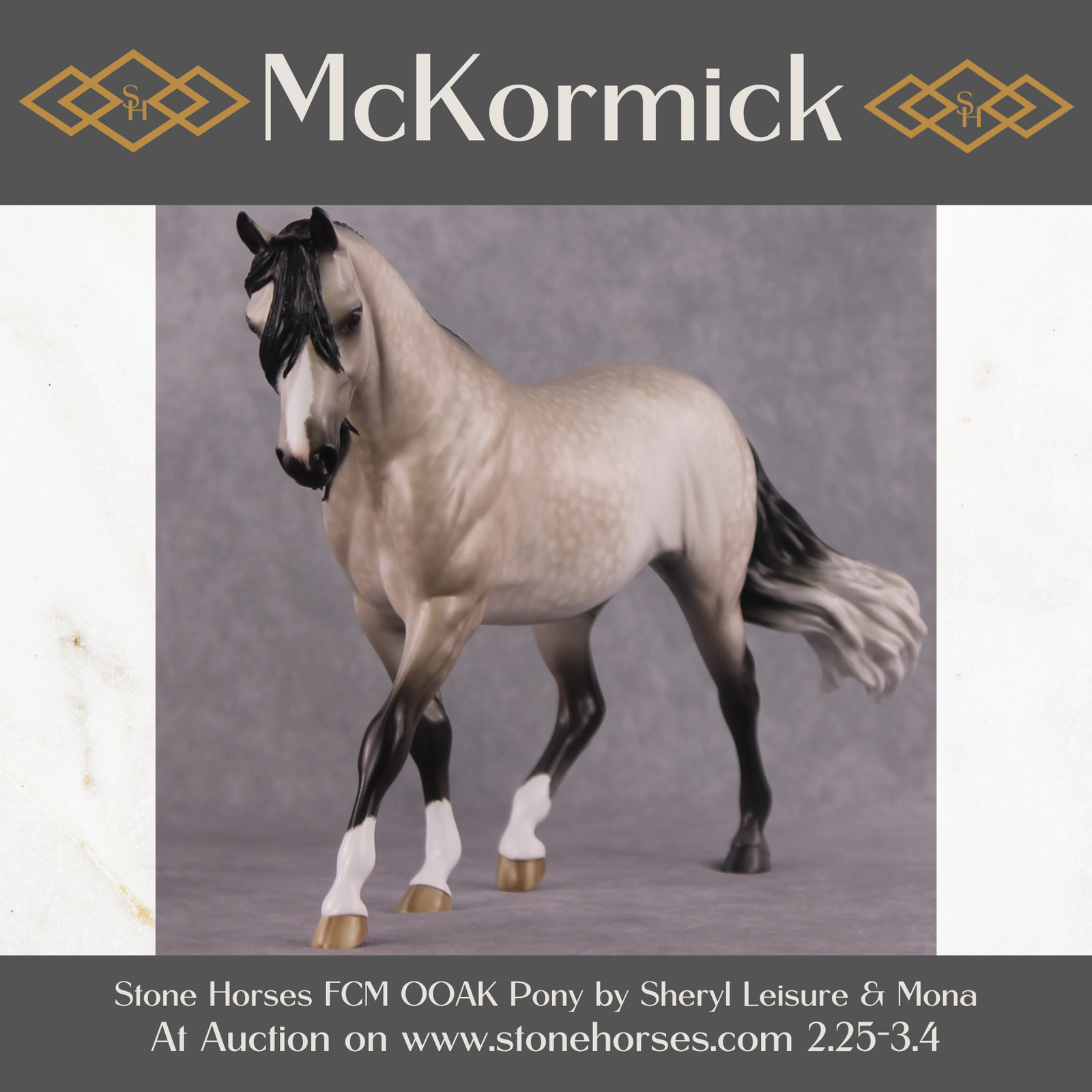 "McKormick" OOAK Custom Dapple Rose Grey Pony By Sheryl Leisure Best Offer 03/04/2025