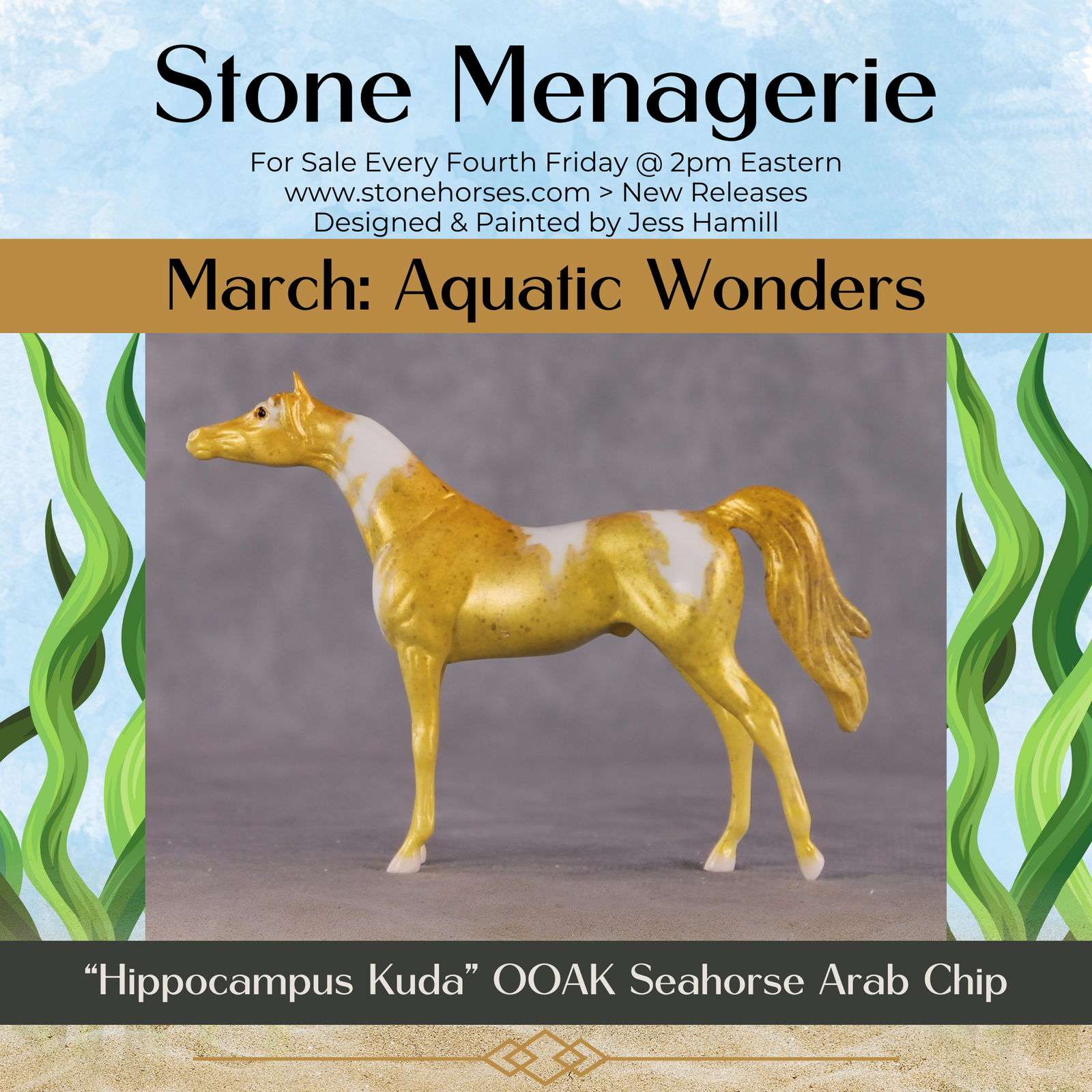 "Hippocampus Kuda" OOAK Glossy Seahorse Inspired Arabian Chip by Jess Hamill