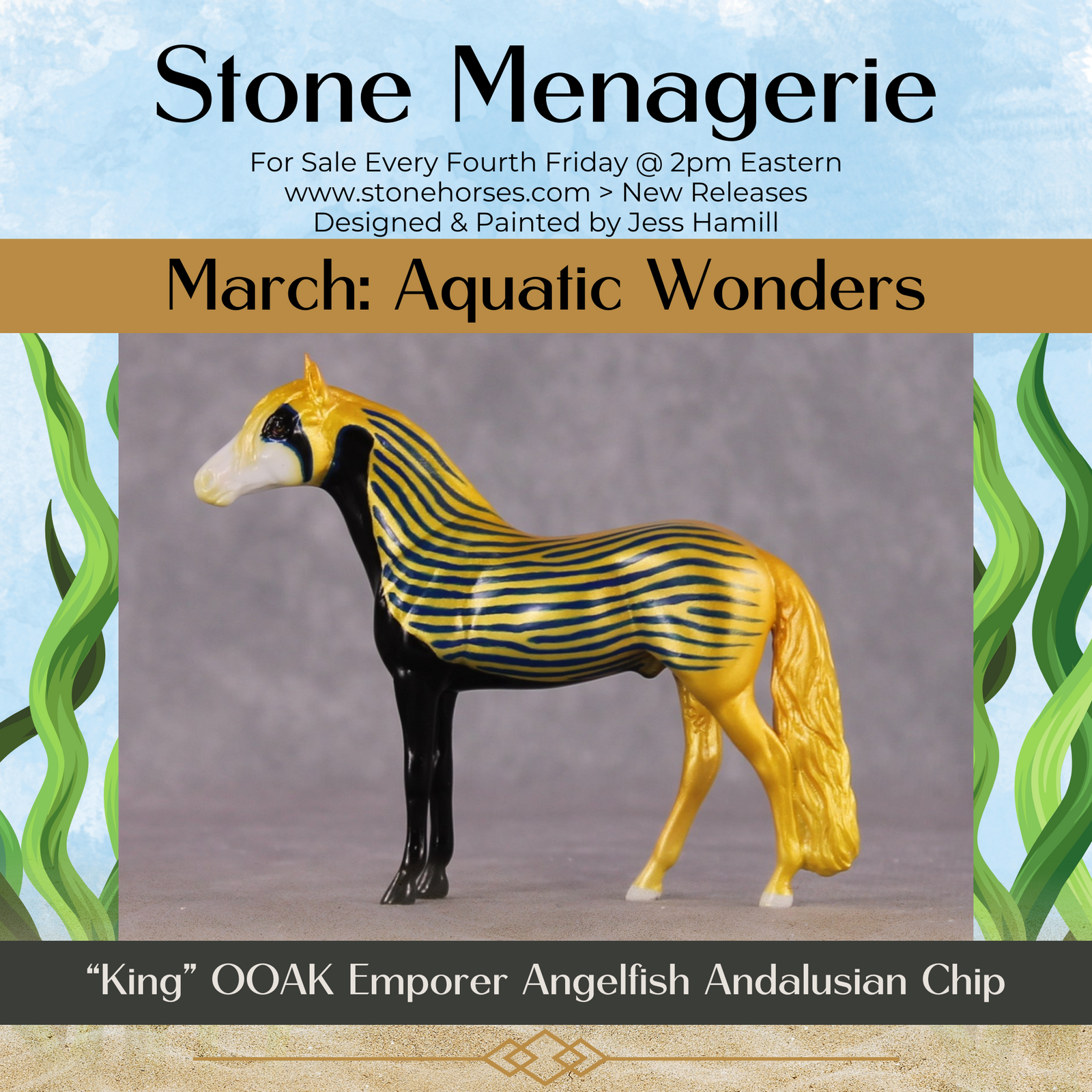 "King" OOAK Glossy Emperor Angelfish Inspired Andalusian Chip by Jess Hamill