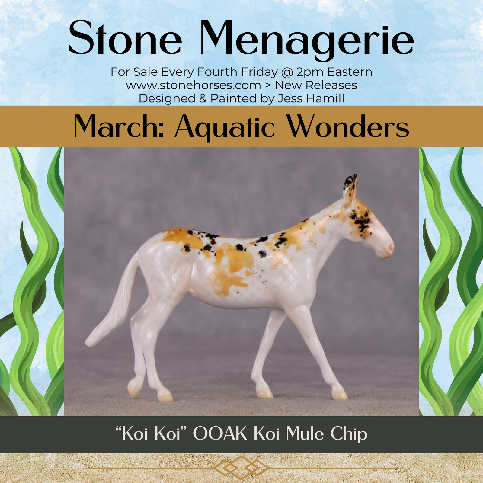 "Koi Koi" OOAK Glossy Koi Inspired Mule Chip by Jess Hamill