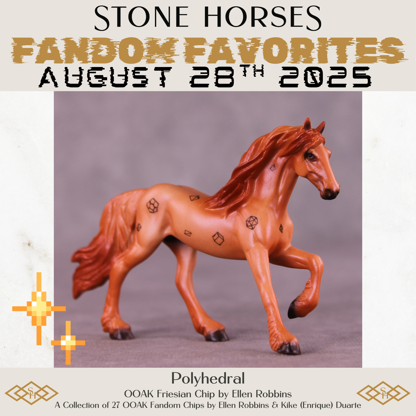 Polyhedral OOAK Chip Friesian by Ellen Robbins SCD25
