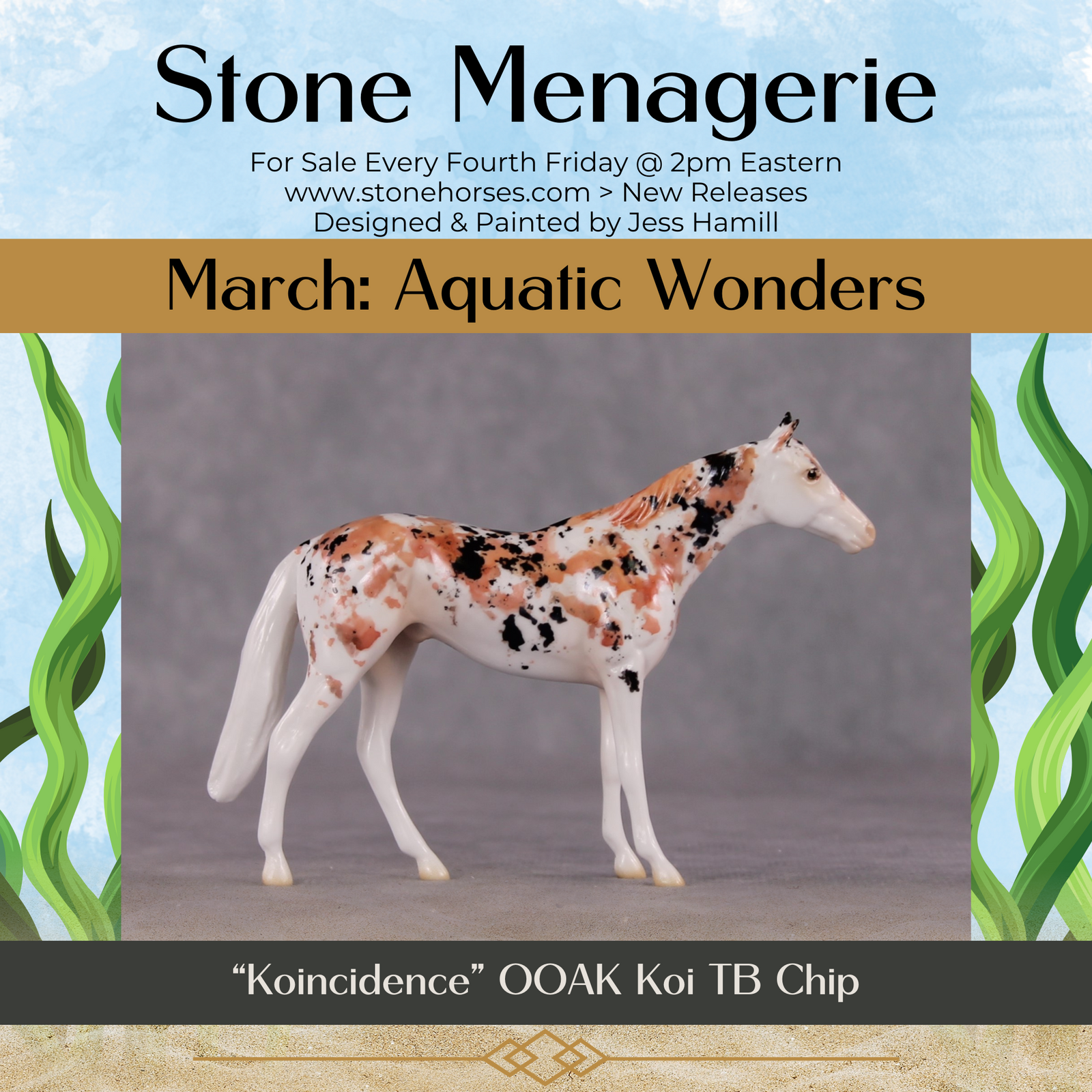 "Koincidence" OOAK Glossy Koi Inspired Thoroughbred Chip by Jess Hamill