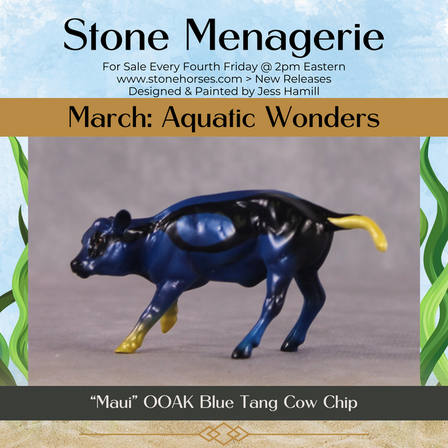 "Maui" OOAK Glossy Blue Tang Fish Inspired Calf Chip by Jess Hamill