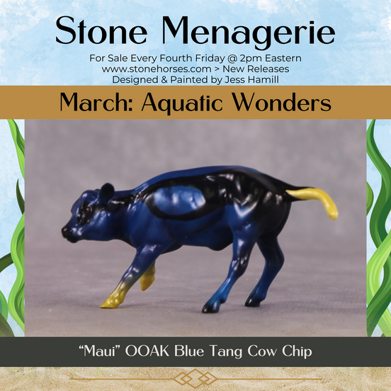 "Maui" OOAK Glossy Blue Tang Fish Inspired Calf Chip by Jess Hamill
