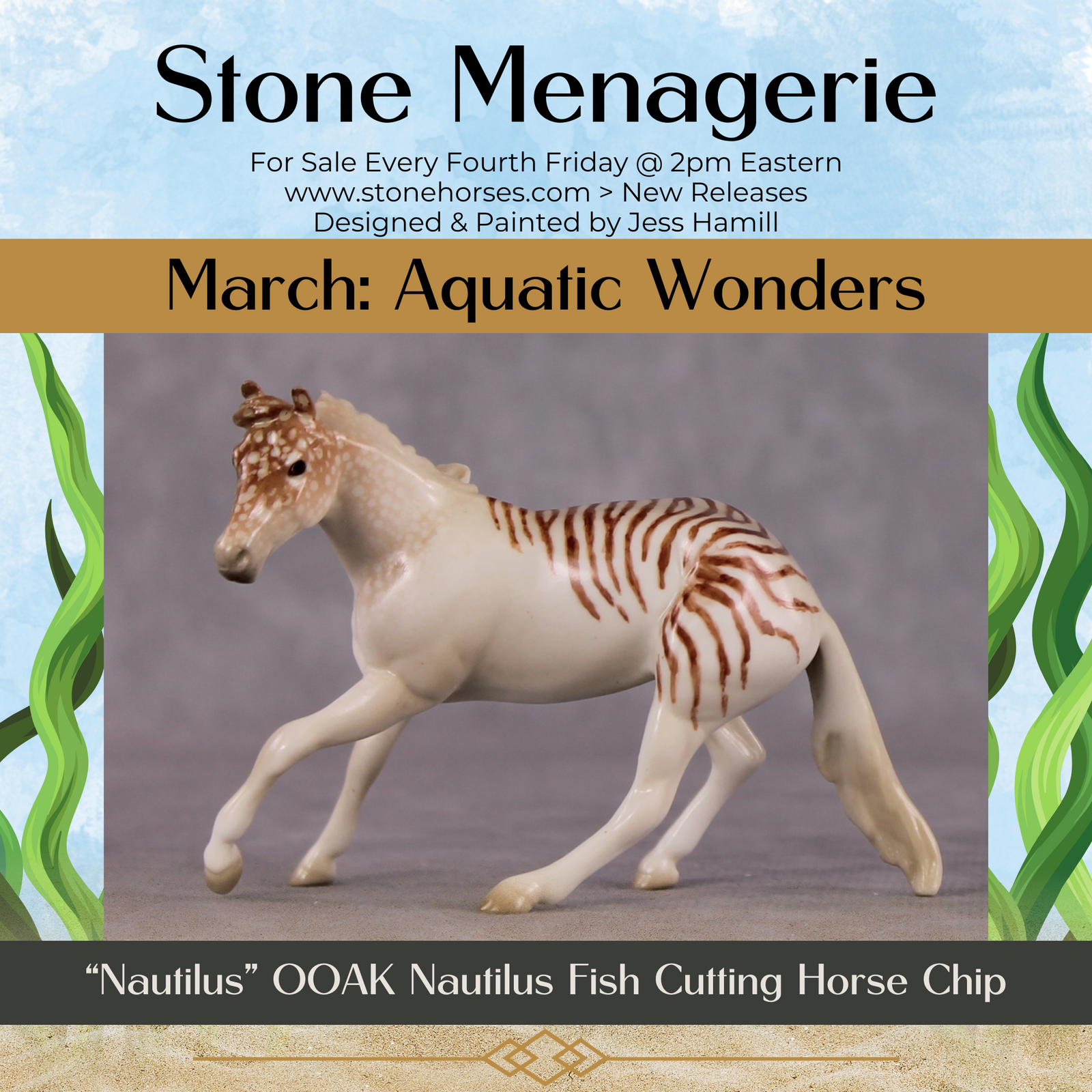 "Nautilus" OOAK Glossy  Nautilus Fish Inspired Cutter Chip by Jess Hamill