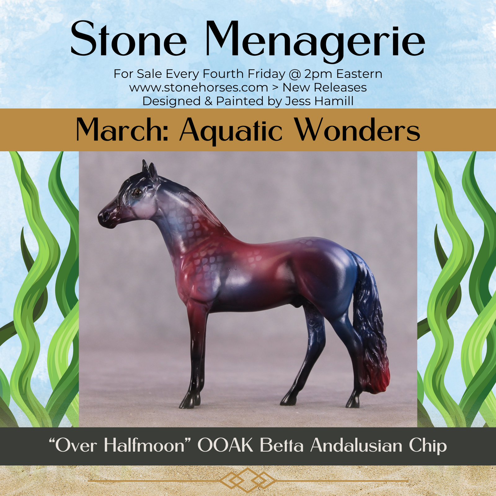 "Over Halfmoon" OOAK Glossy Beta Fish Inspired Andalusian Chip by Jess Hamill