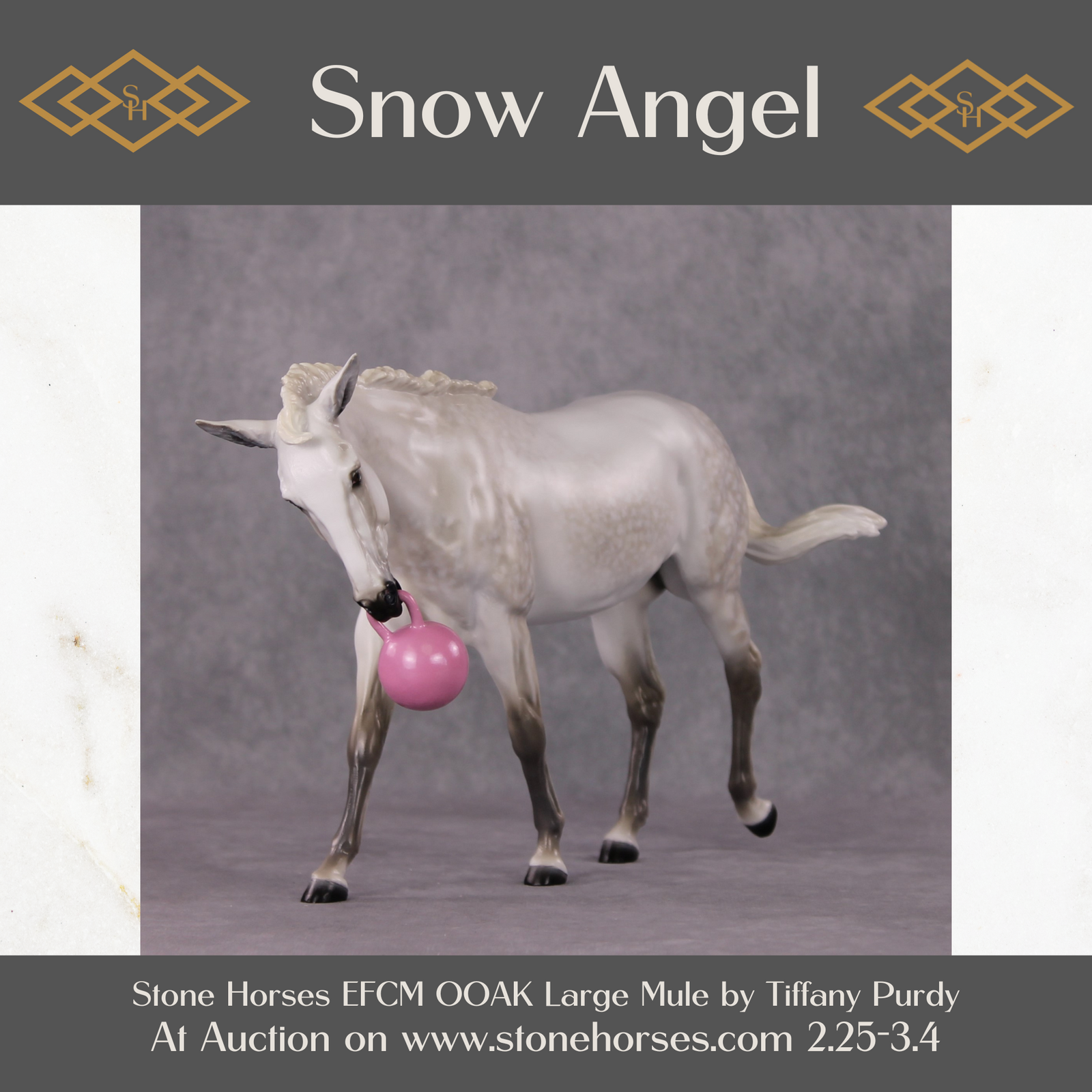 "Snow Angel" OOAK Pearly Dapple Grey EFCM Large Mule w Ball By Tiffany Purdy Best Offer