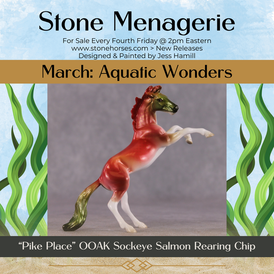 "Pike Place" OOAK Glossy Sockeye Salmon Fish Inspired Rearing Chip by Jess Hamill