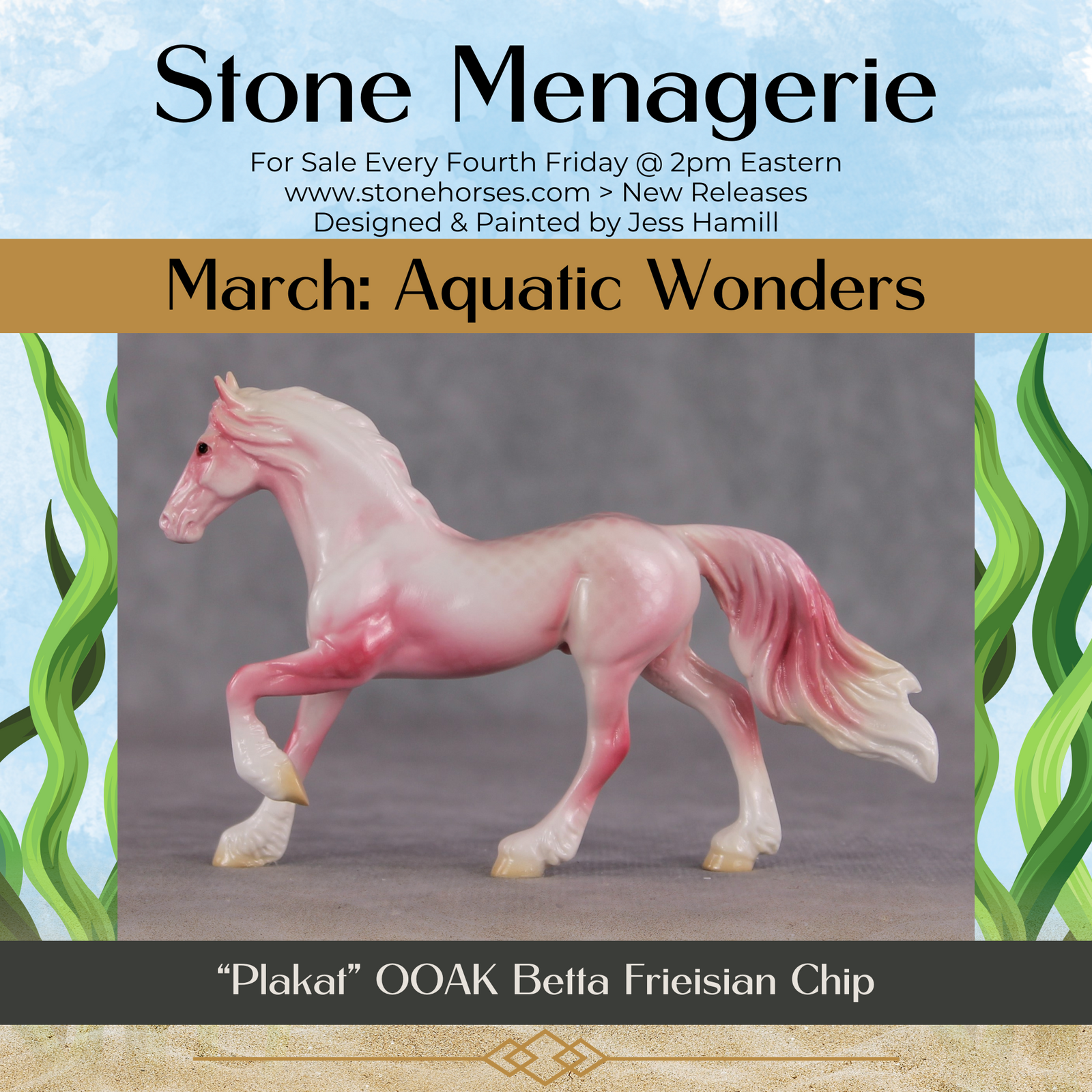 "Plakat" OOAK Glossy Beta Fish Inspired Frisian Chip by Jess Hamill