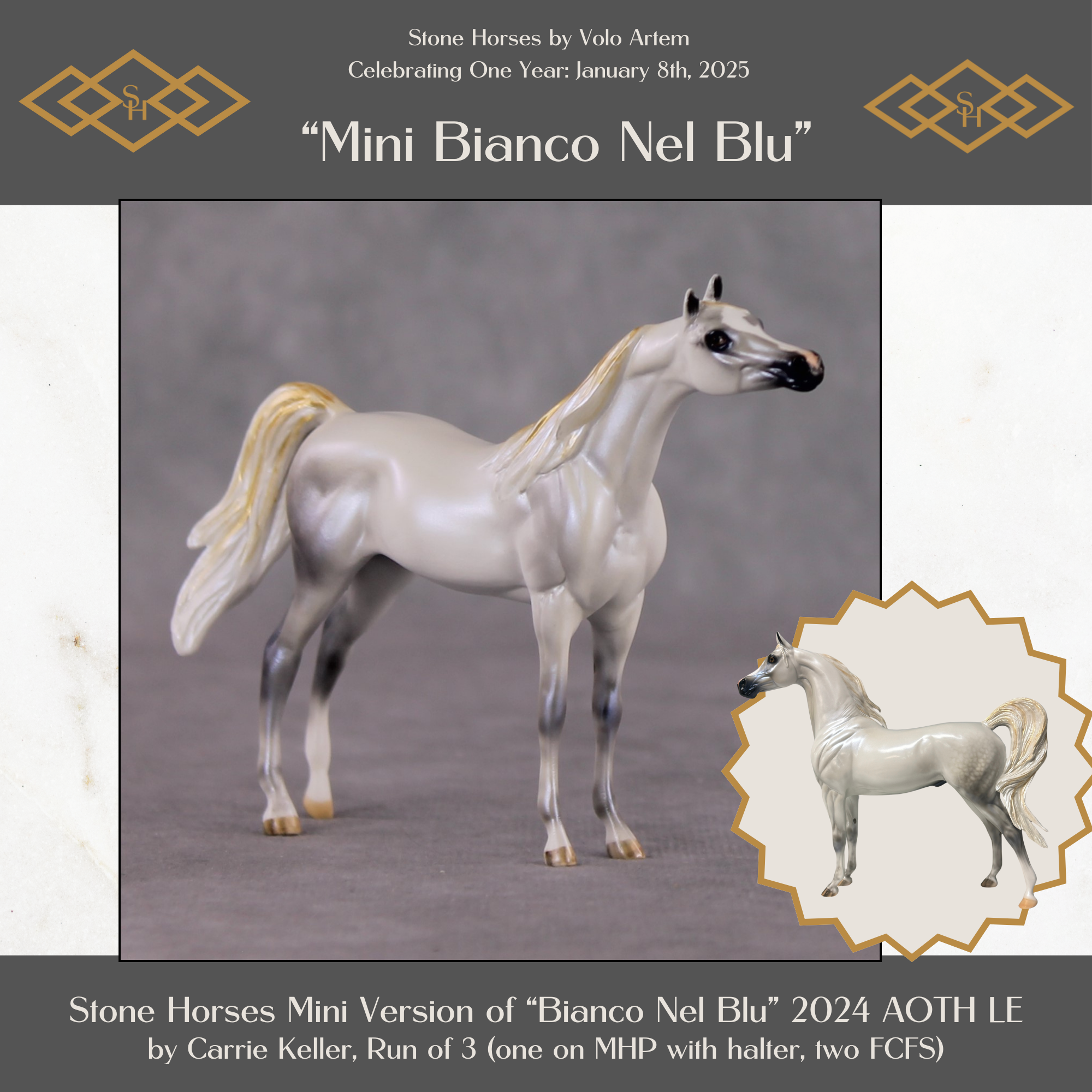 Mini Bianco nel Blu LE-3 Pearl Dapple Grey Arabian Chip By Carrie Keller-Secret Surprise Chip Drop