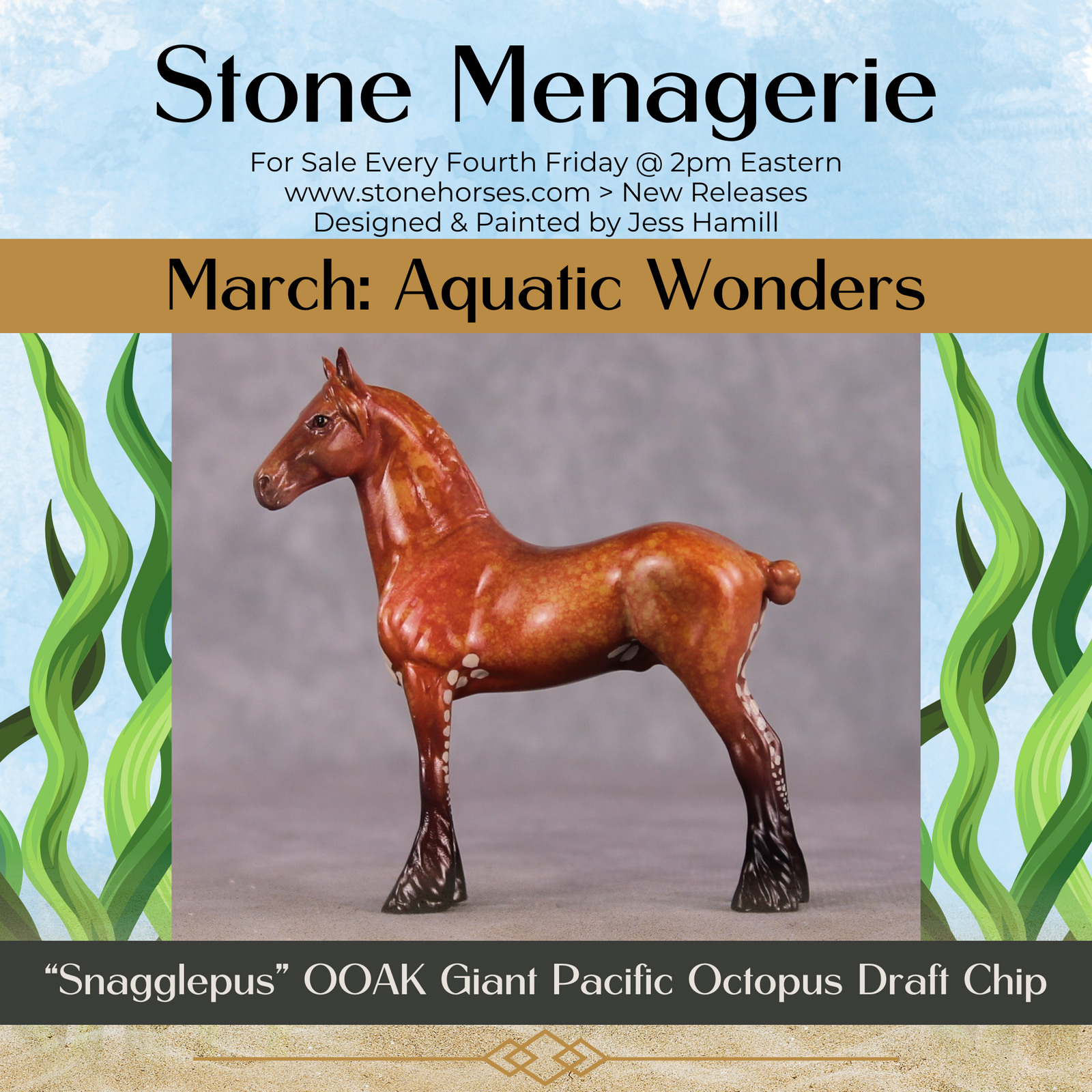 "Snagglepus" OOAK Glossy Giant Pacific Octopus Inspired Draft Chip by Jess Hamill