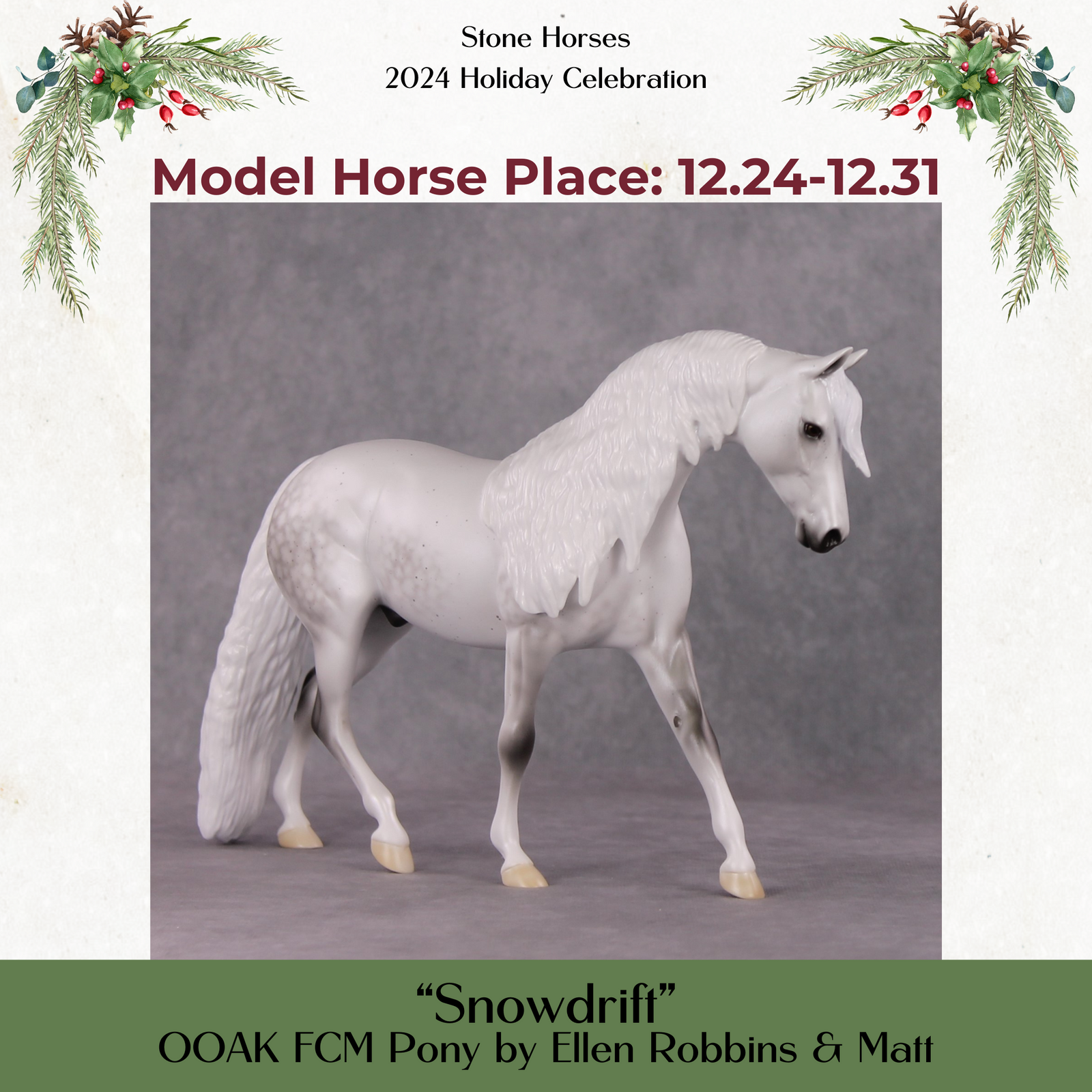 Snowdrift OOAK Heavily Detailed Dapple Pearl Grey By Ellen Robbins MHP Auction