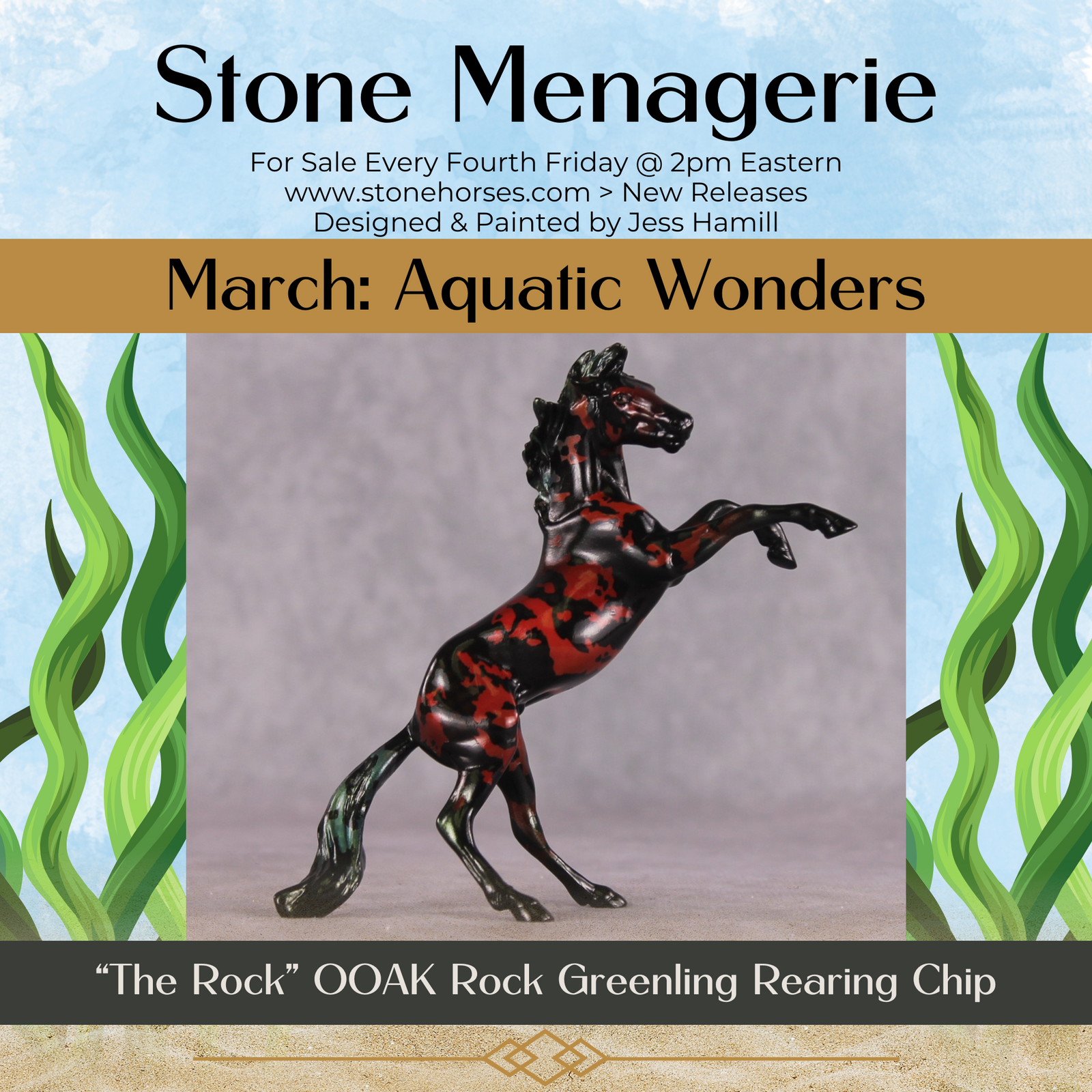 "The Rock" OOAK Glossy Rock Greenling Fish Inspired Rearing Chip by Jess Hamill