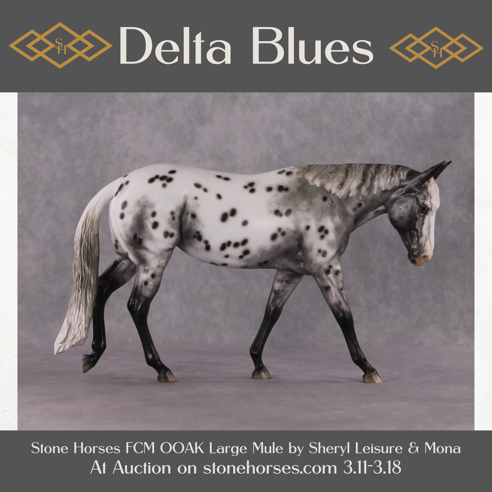 "Delta Blues" OOAK FCM Large Mule By Sheryl Leisure Best Offer 3/18/2025
