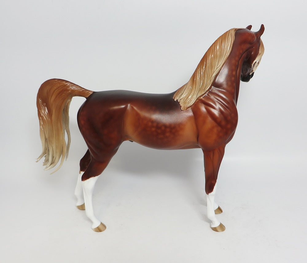 AURORA-OOAK DAPPLE DEEP CHESTNUT ARABIAN MODEL HORSE BY SHERYL LEISURE 12-19-17