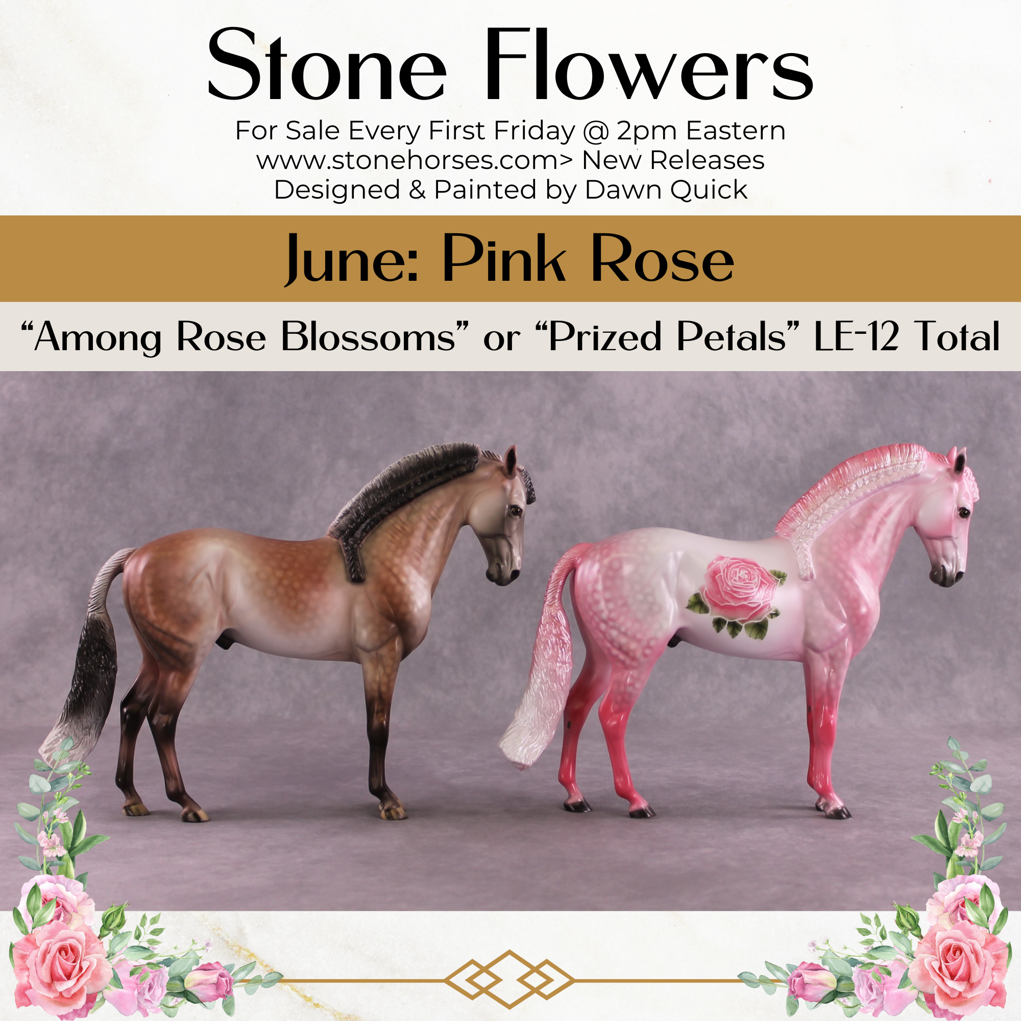 "Prized Petals" or "Among Rose Blossoms" FCM Andalusian By Dawn Quick June Flower Series FS25