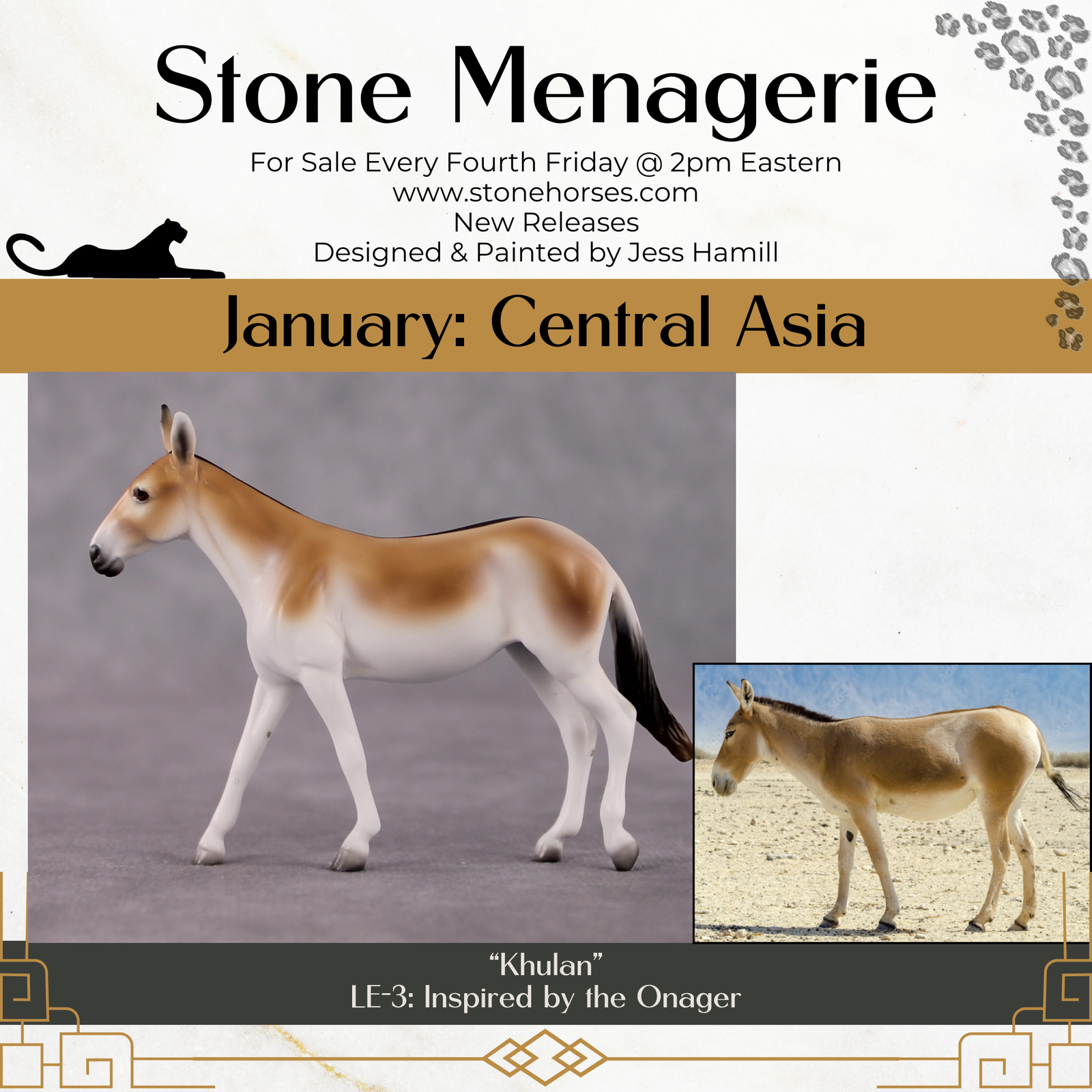 "Khulan" LE-3 Onager Inspired Mule Chip By Jess Hamill Menagerie Series: Central Asia MS25