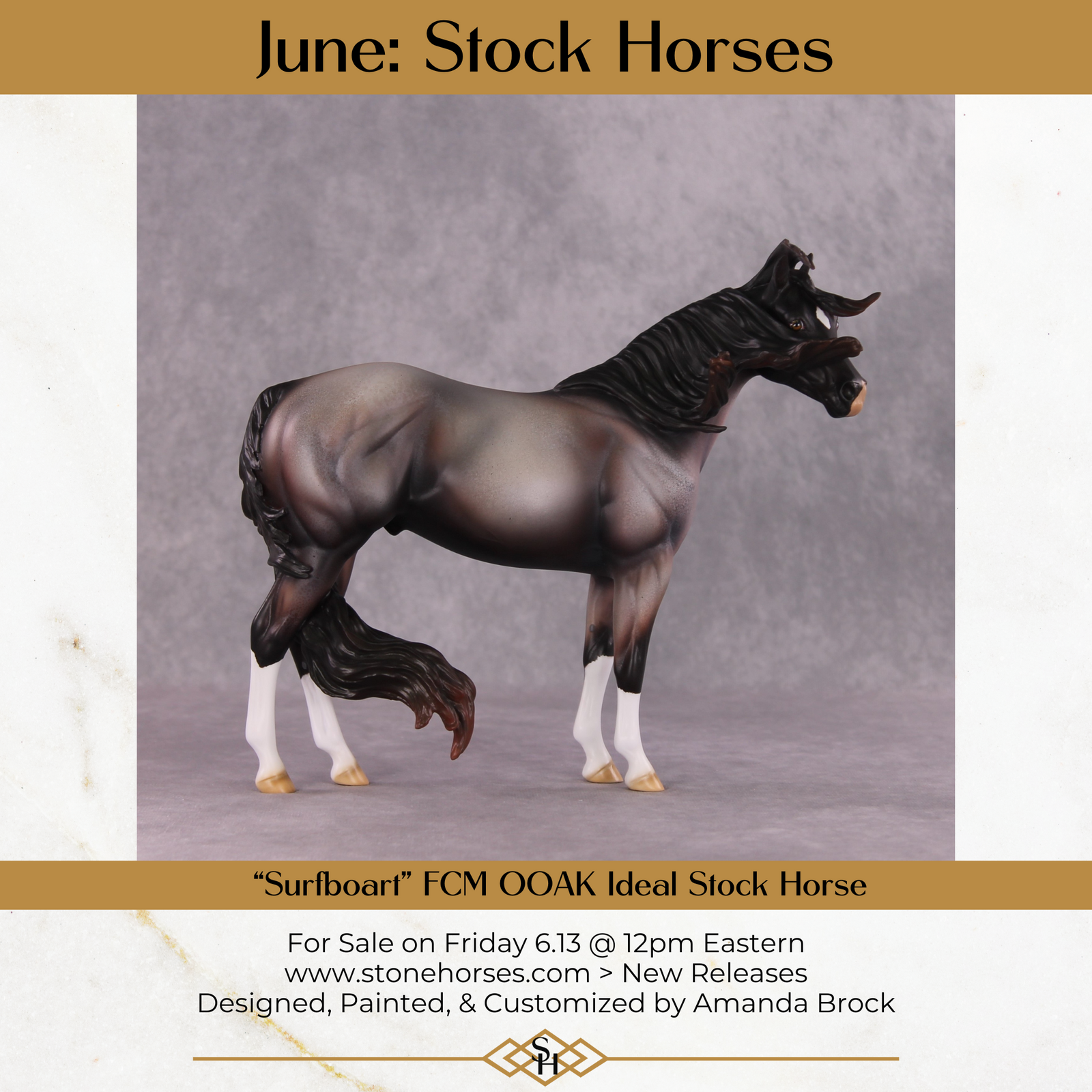 "Surfboat" OOAK EFCM ISH By Amanda Brock - June GemStones Series