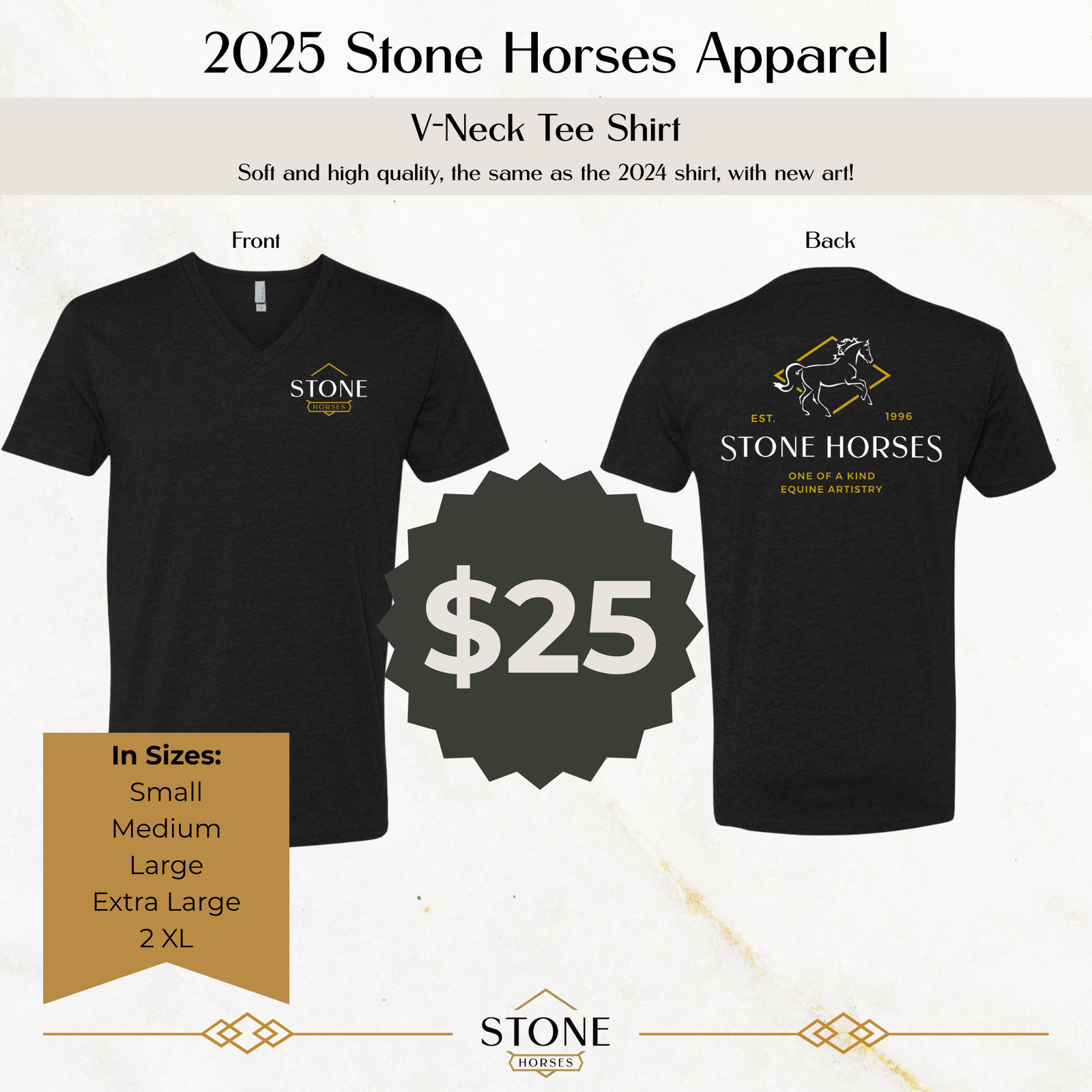 Stone Horses 2025 Logo V Neck T Shirt