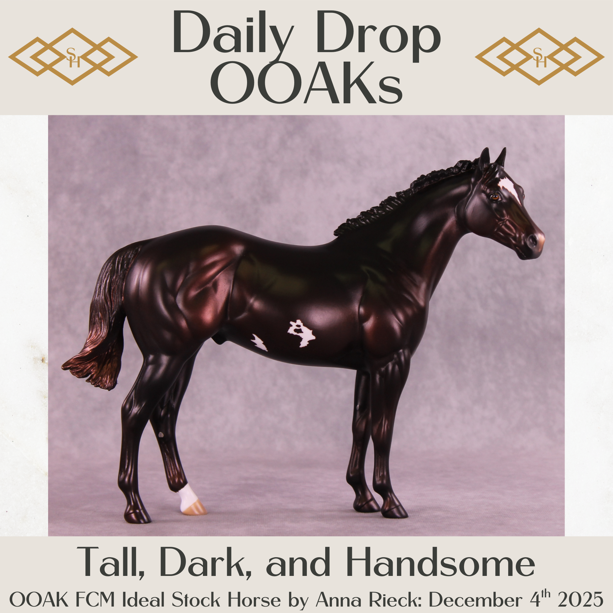 Tall, Dark, and Handsome OOAK FCM Ideal Stock Horse by Anna Rieck DDOOAKs25
