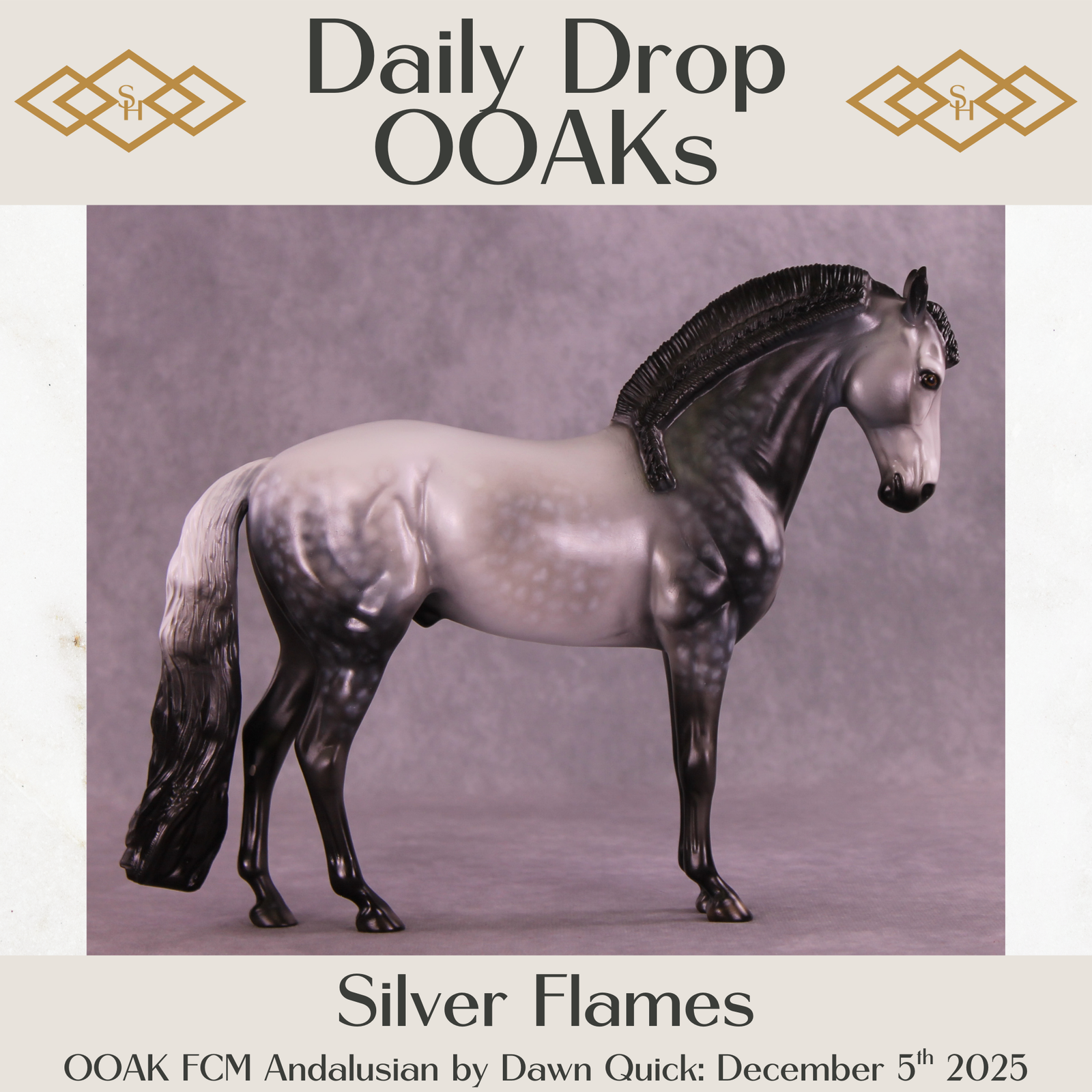 Silver Flames OOAK FCM Andalusian by Dawn Quick DDOOAKs25