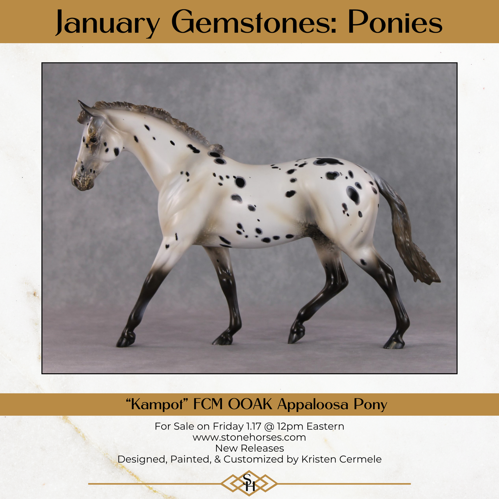 "Kampot" OOAK Custom Leopard Appy Pony Stone By Kristin Cermele - Gemstone Series