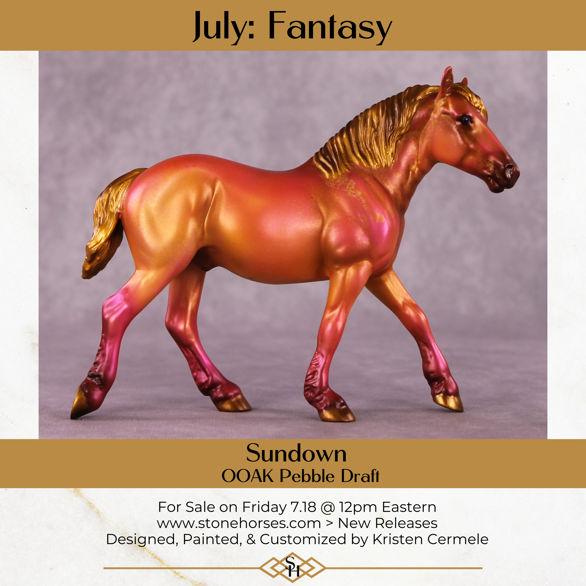 Sundown OOAK Pebble Draft Horse By Kristen Cermele July GemStones Series