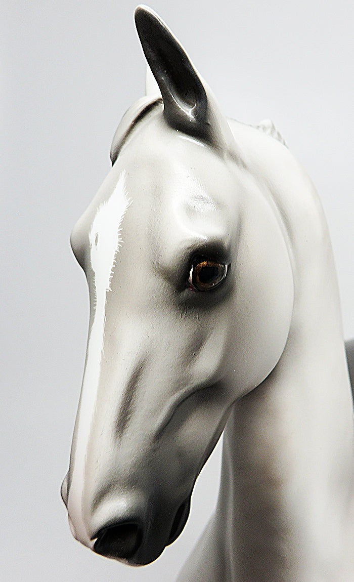 SEDARIS-OOAK DAPPLE GREY ETCHED PAINT SADDLEBRED MODEL HORSE 8/2