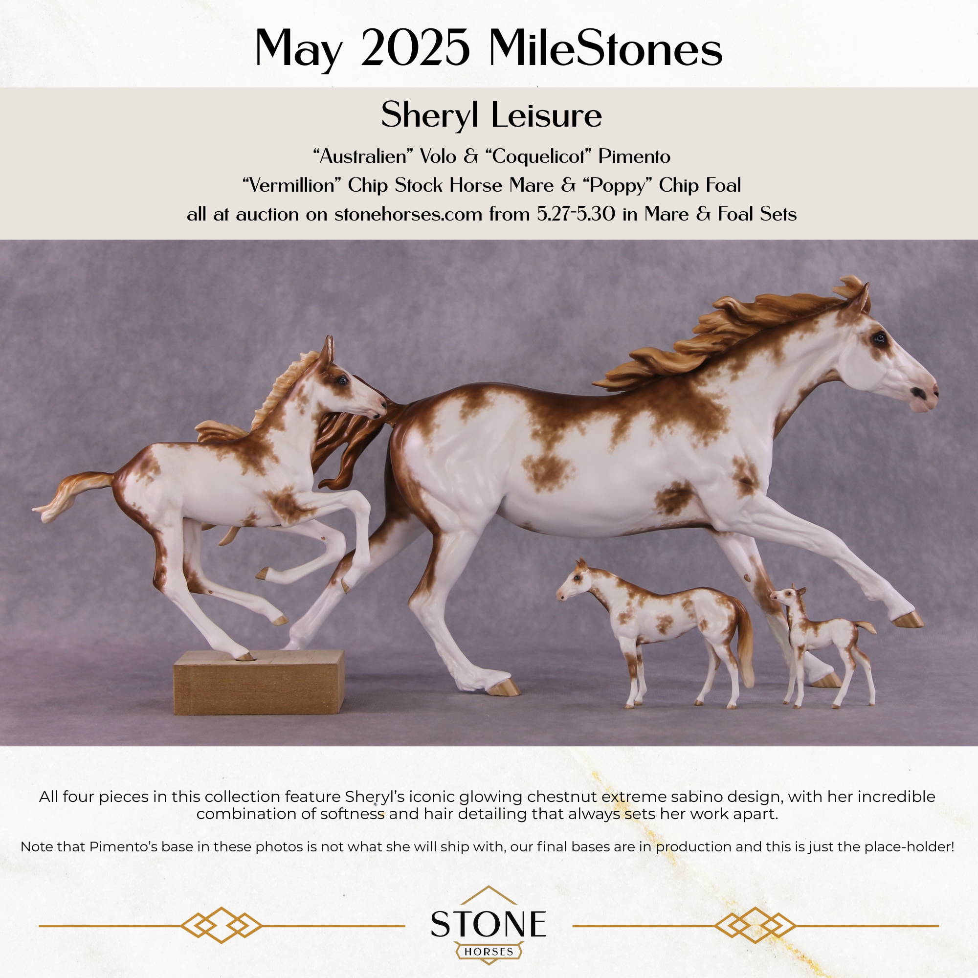 "Vermillion &amp; Poppy" OOAK Foal &amp; Stock Horse Chip Set by Sheryl Leisure - MileStones Series