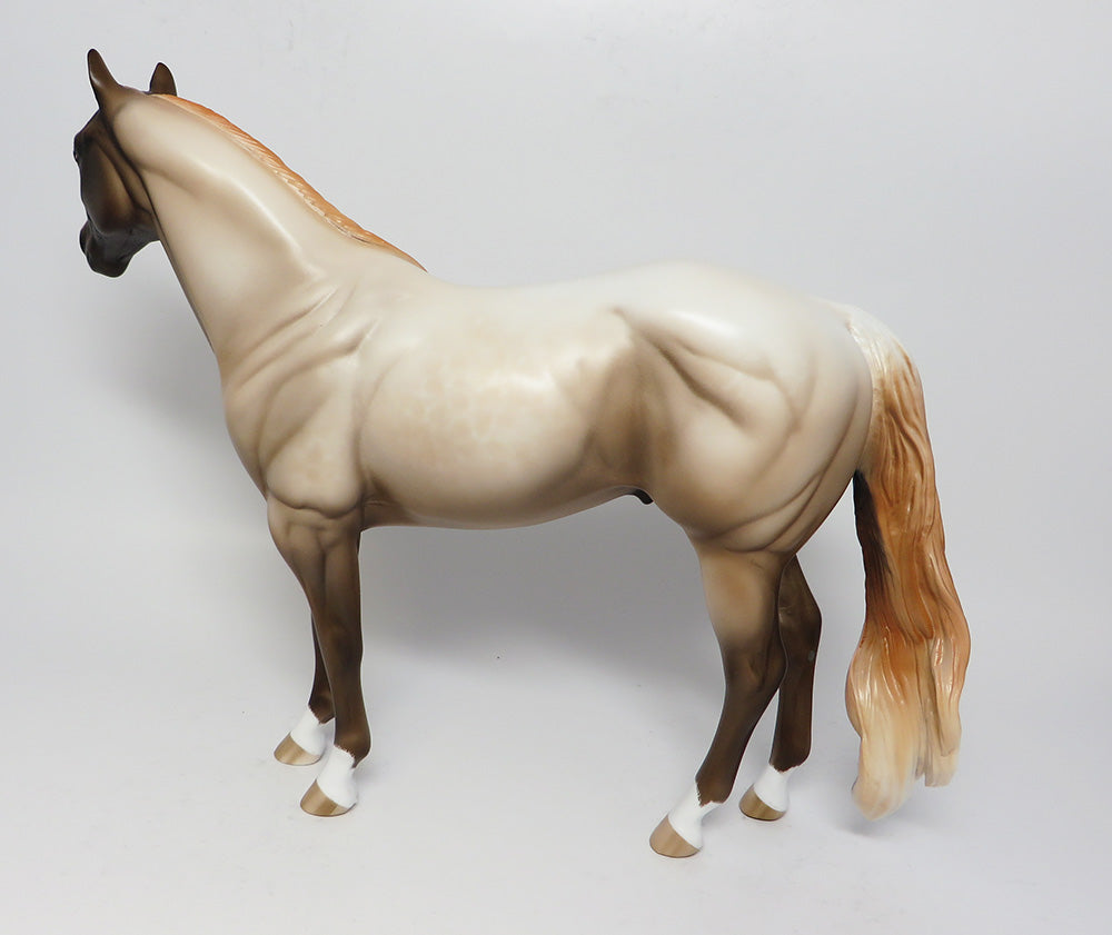 RADIO HEAD~OOAK CHESTNUT REVERSE DAPPLE ROAN ISH MODEL HORSE BY SHERYL LEISURE 4/18