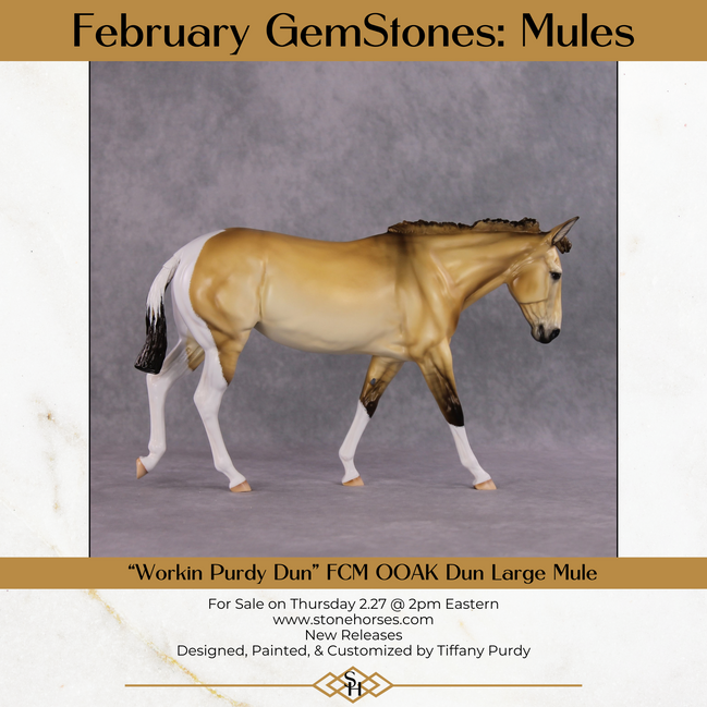 "Workin Purdy Dun" OOAK Custom Golden Dun Pinto Mule By Tiffany Purdy - GemStone Series