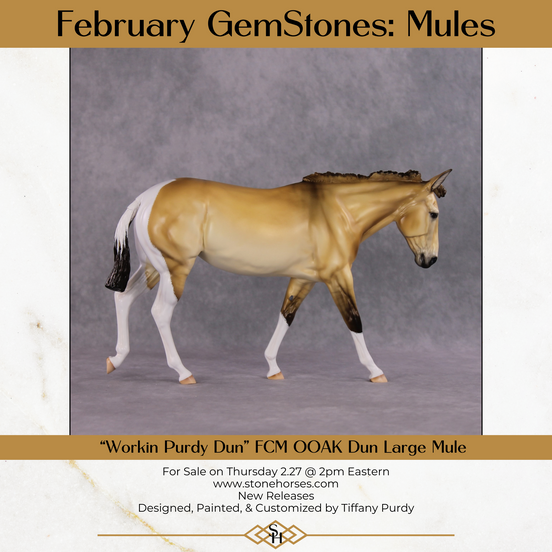 "Workin Purdy Dun" OOAK Custom Golden Dun Pinto Mule By Tiffany Purdy - GemStone Series