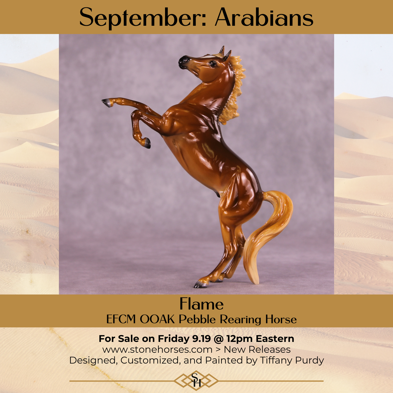 Flame OOAK EFCM Pebble Rearing Horse by Tiffany Purdy GS925