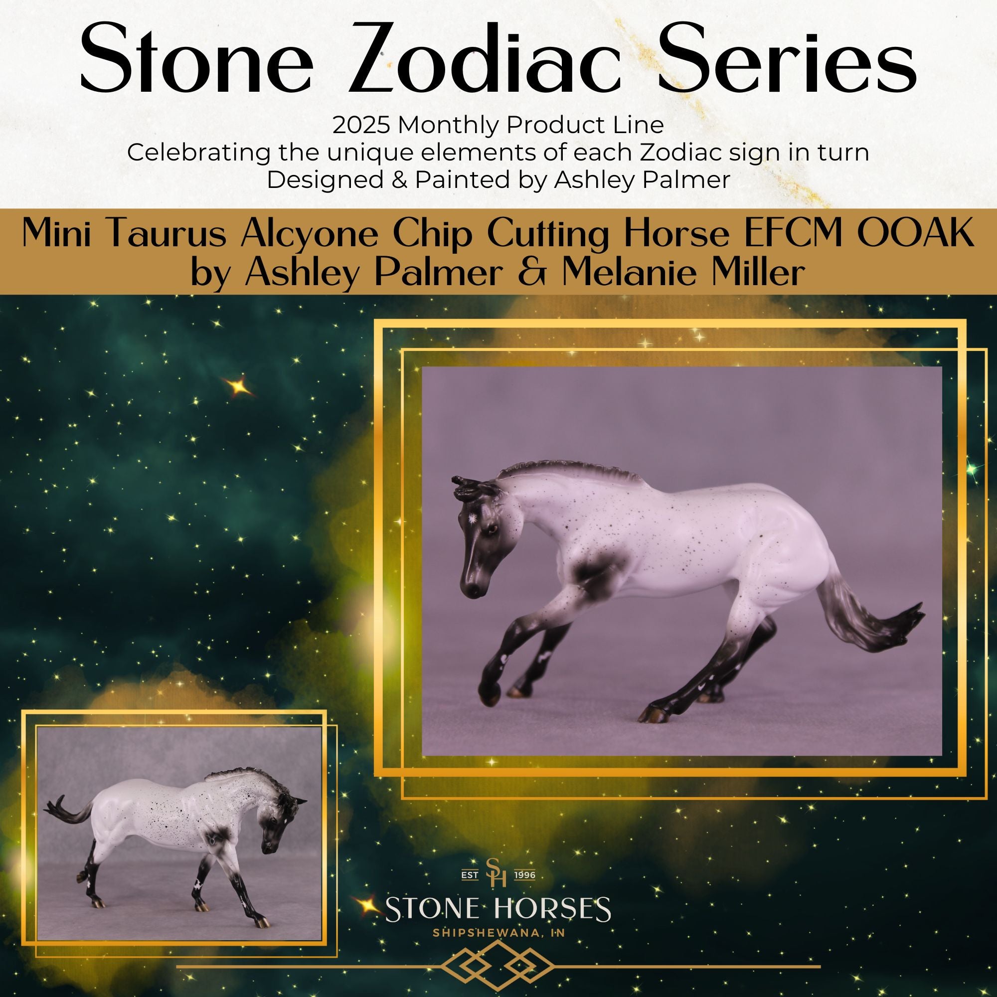 Mini Alcyone OOAK EFCM Chip Cutting Horse by Ashley Palmer &amp; Melanie Miller SCD26