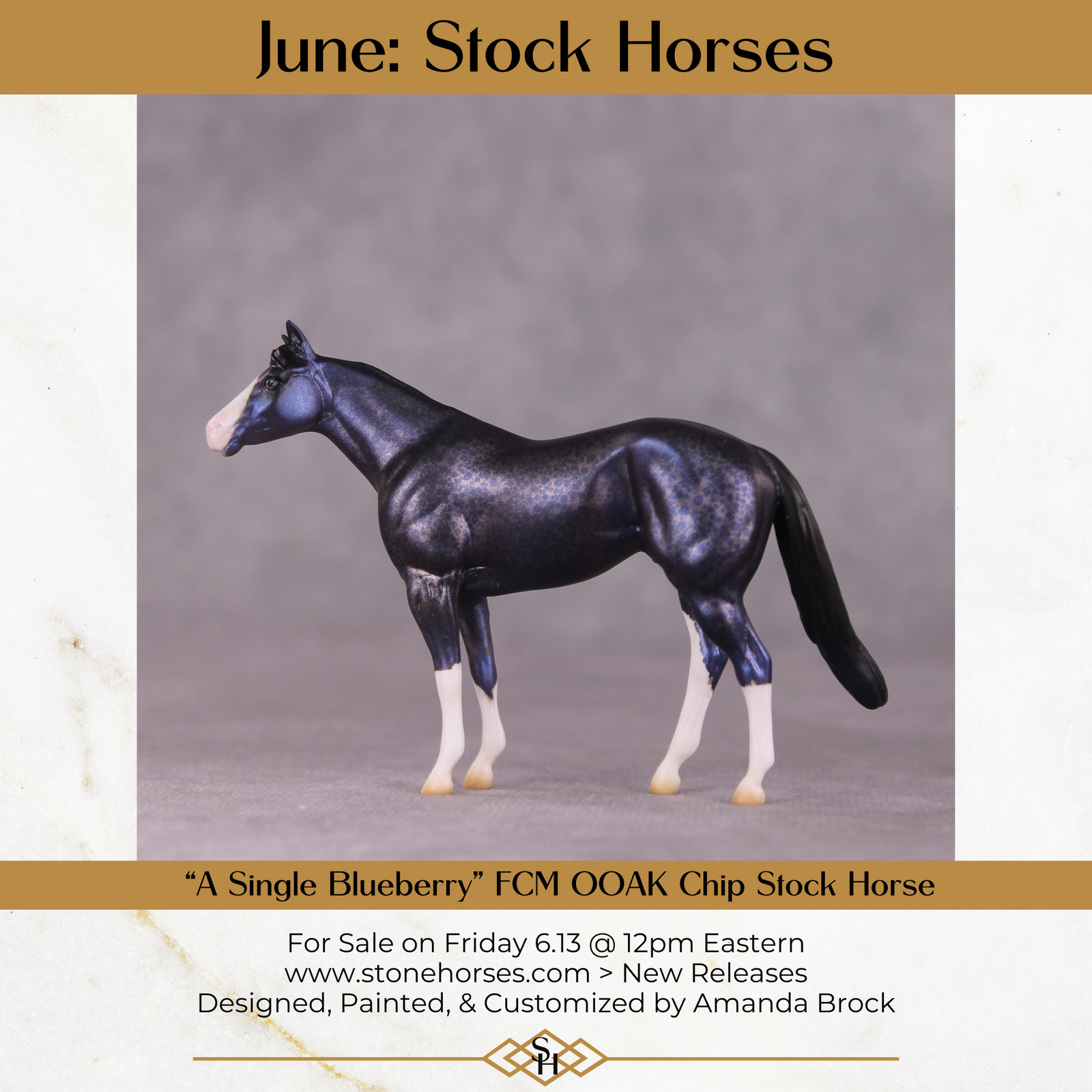 "A Single Blueberry" OOAK FCM Stock Chip By Amanda Brock - June GemStones Series