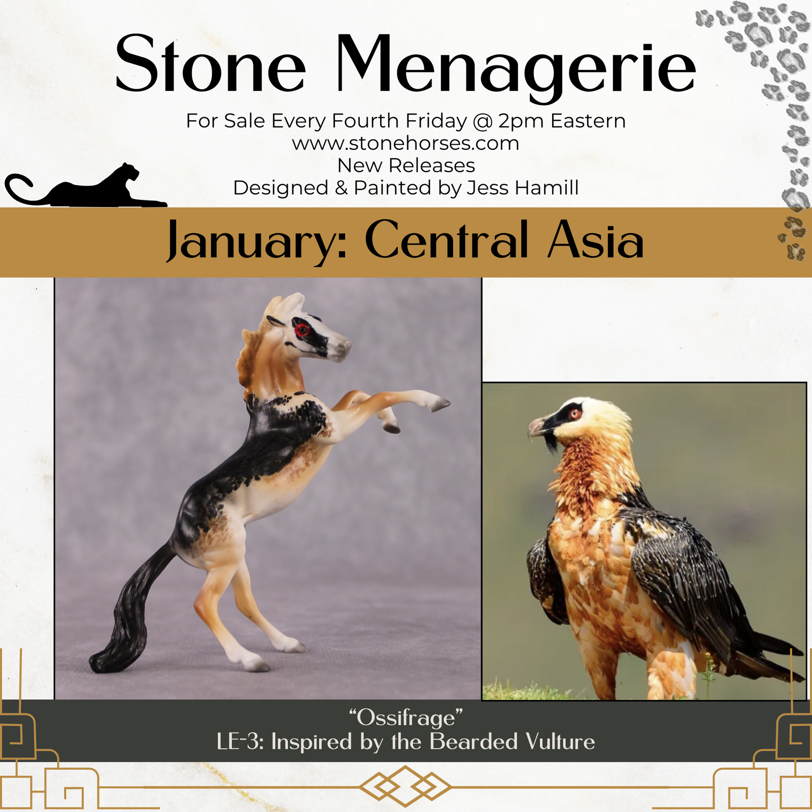 "Ossifrage" LE-3 Bearded Vulture Bird Inspired Deco Rearing Chip By Jess Hamill Menagerie Series: Central Asia MS25