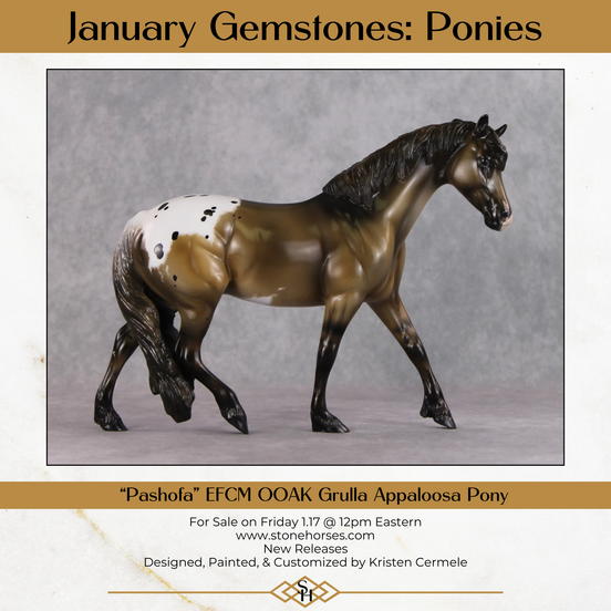 "Pashofa" OOAK Custom Grulla Appaloosa Pony Stone By Kristen Cermele - Gemstone Series