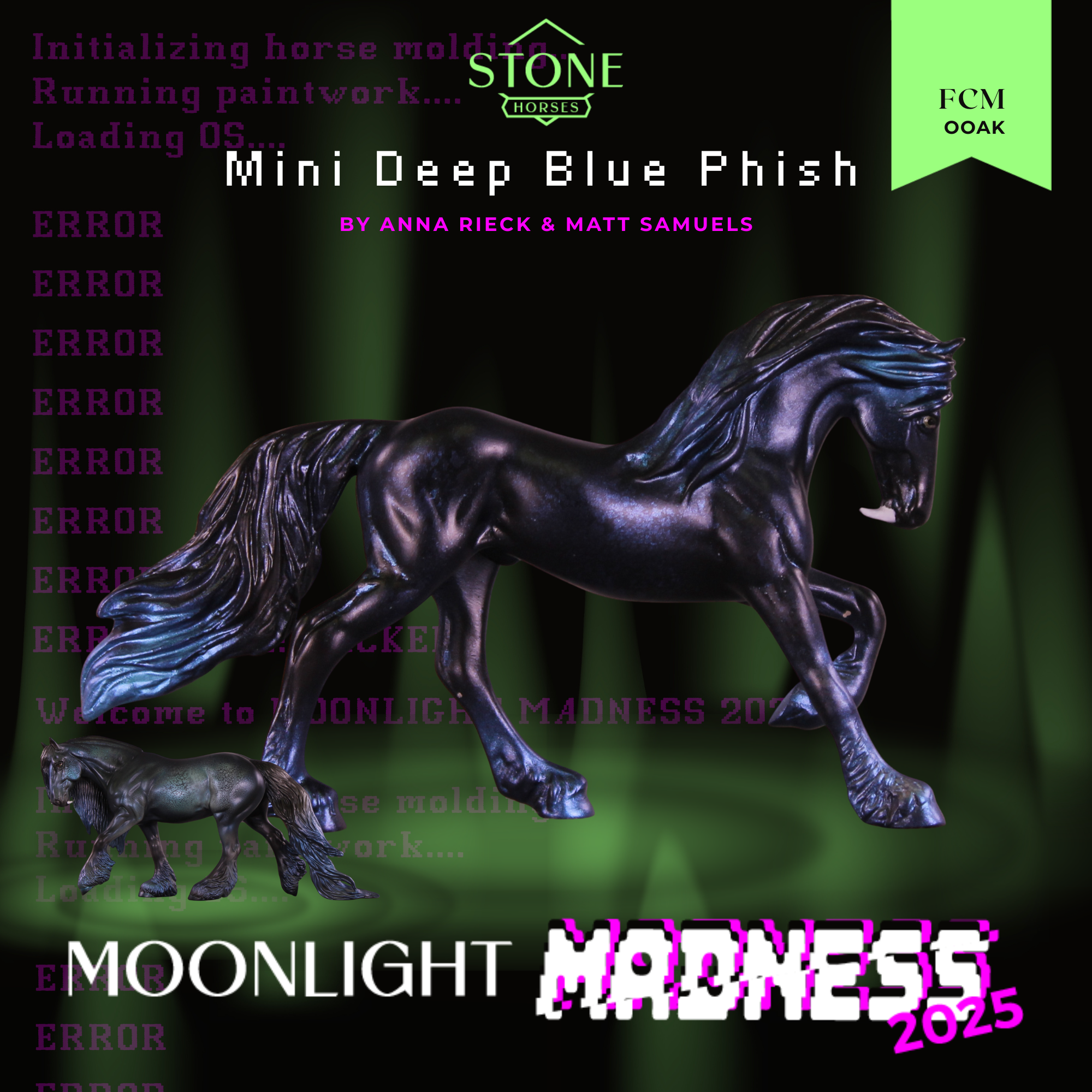 Mini Deep Blue Phish OOAK FCM Chip Friesian by Anna Rieck &amp; Matt Samuels SCD26