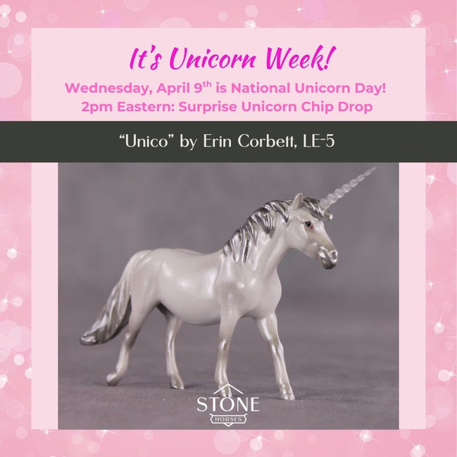"Unico" Secret Surprise Chip Drop: Unicorn Day LE-5 Pony Chip By Erin Corbett