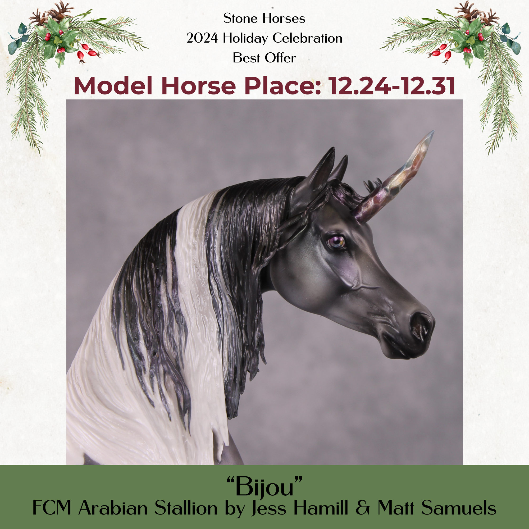 Bijou OOAK Fantasy Grey Gemstone Arabian Unicorn Painted By Jess Hamill HS24 Best Offer