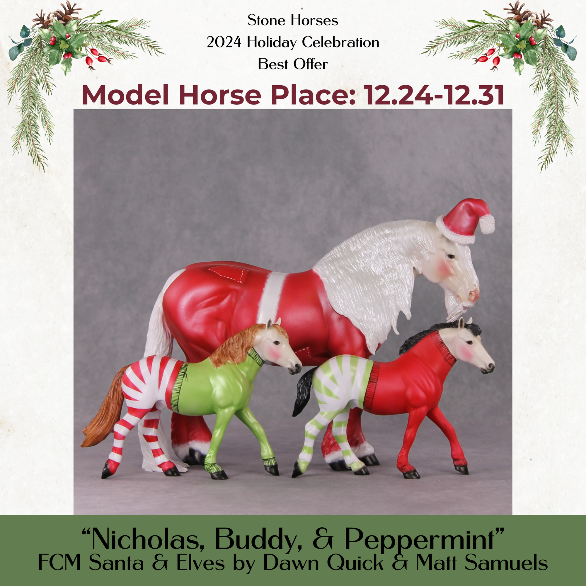 Nicholas, Buddy &amp; Peppermint SET OOAK Heavy Draft and Pebble Draft Set Painted By Dawn Quick HS24 Best Offer