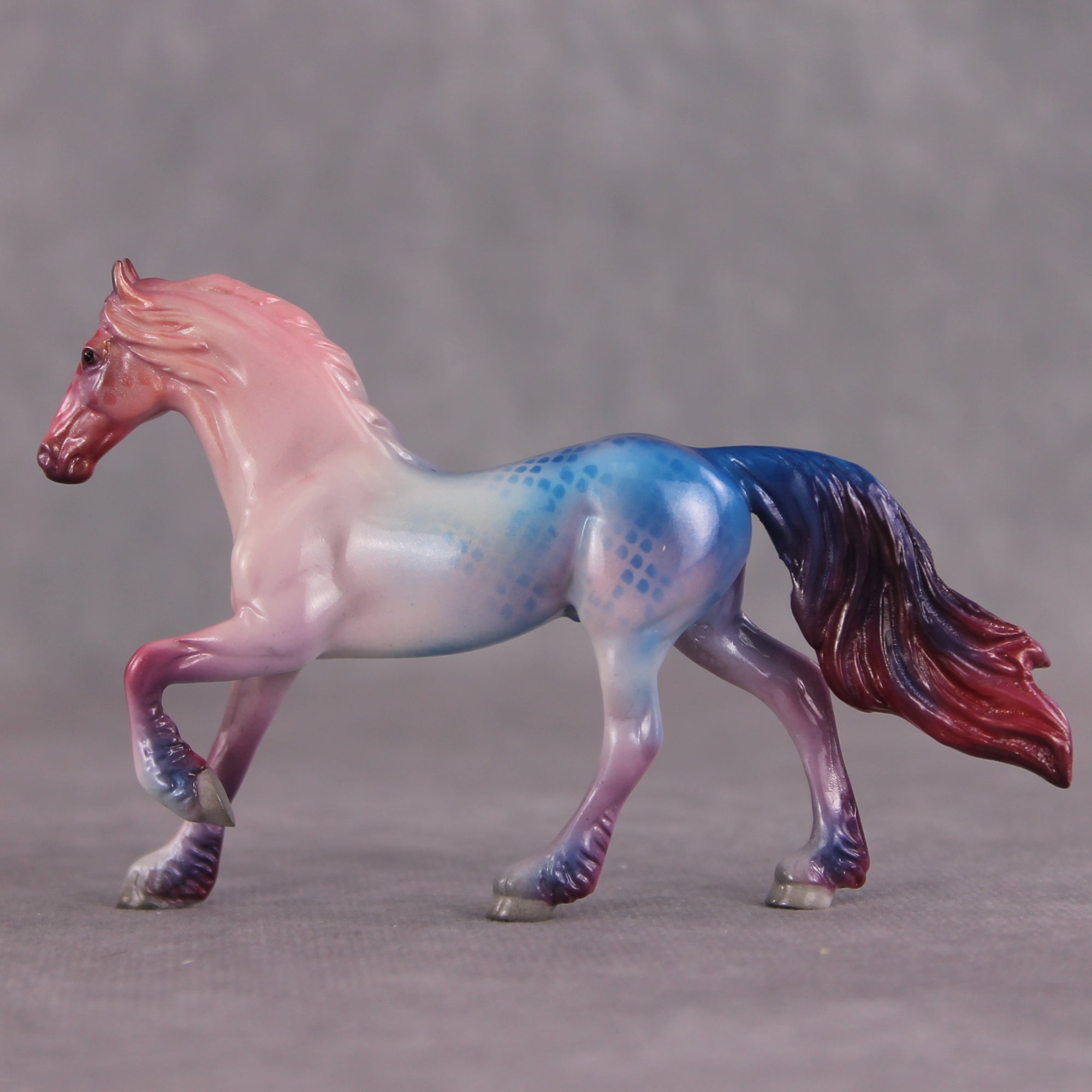 "Feather Tail" OOAK Glossy Beta Fish Inspired Friesian Chip by Jess Hamill