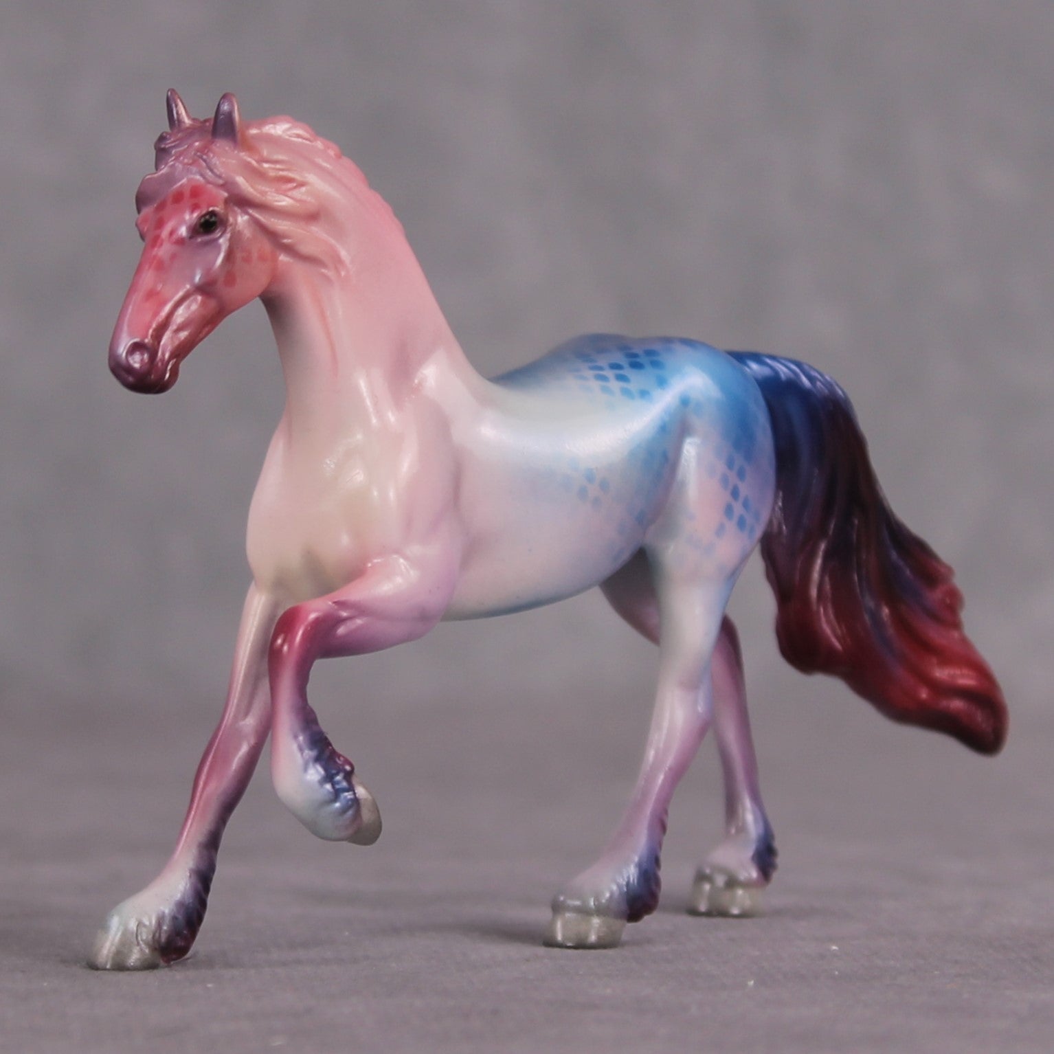 "Feather Tail" OOAK Glossy Beta Fish Inspired Friesian Chip by Jess Hamill