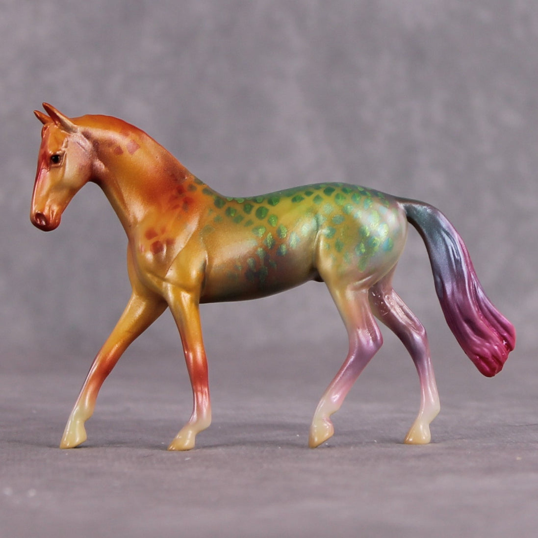 "Rainbow Splash" OOAK Glossy Rainbow Parrot Fish Inspired Warmblood Chip by Jess Hamill