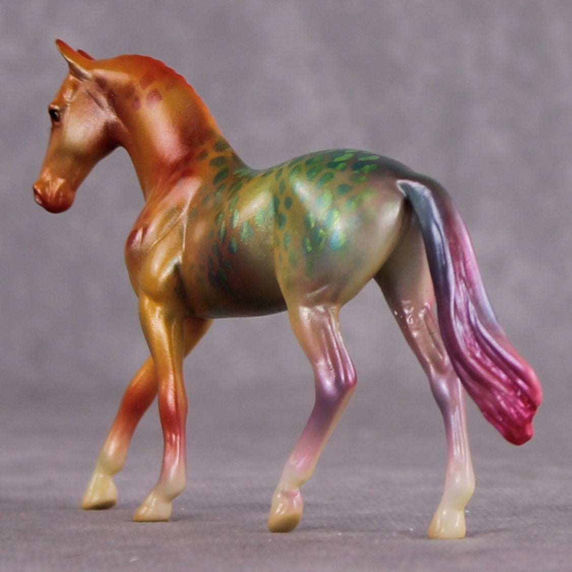 "Rainbow Splash" OOAK Glossy Rainbow Parrot Fish Inspired Warmblood Chip by Jess Hamill