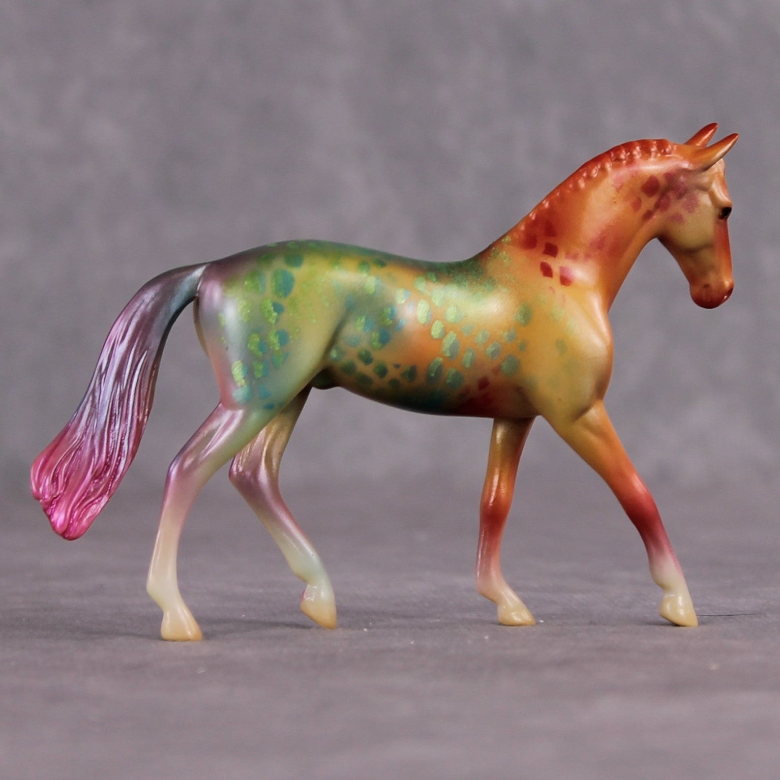 "Rainbow Splash" OOAK Glossy Rainbow Parrot Fish Inspired Warmblood Chip by Jess Hamill